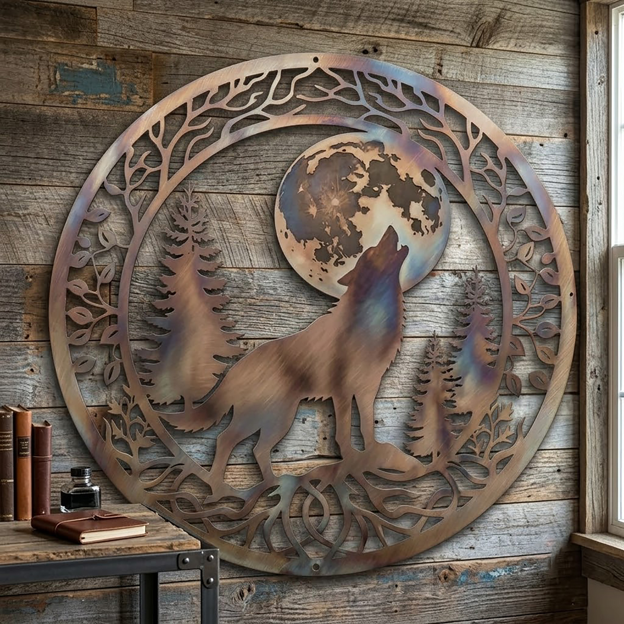 Wolf Moon Metal Wall Art - product view 2