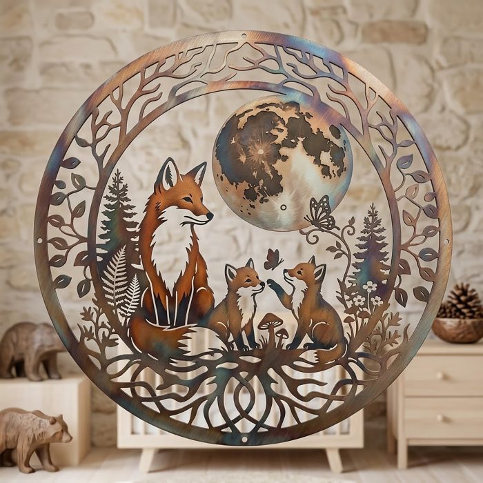 Fox Family Metal Wall Art