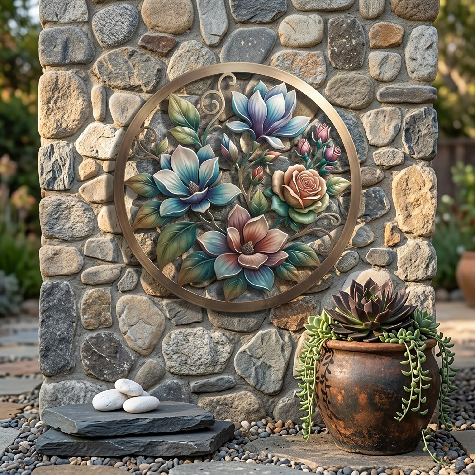 Colorful Floral Metal Wall Art - product view 2