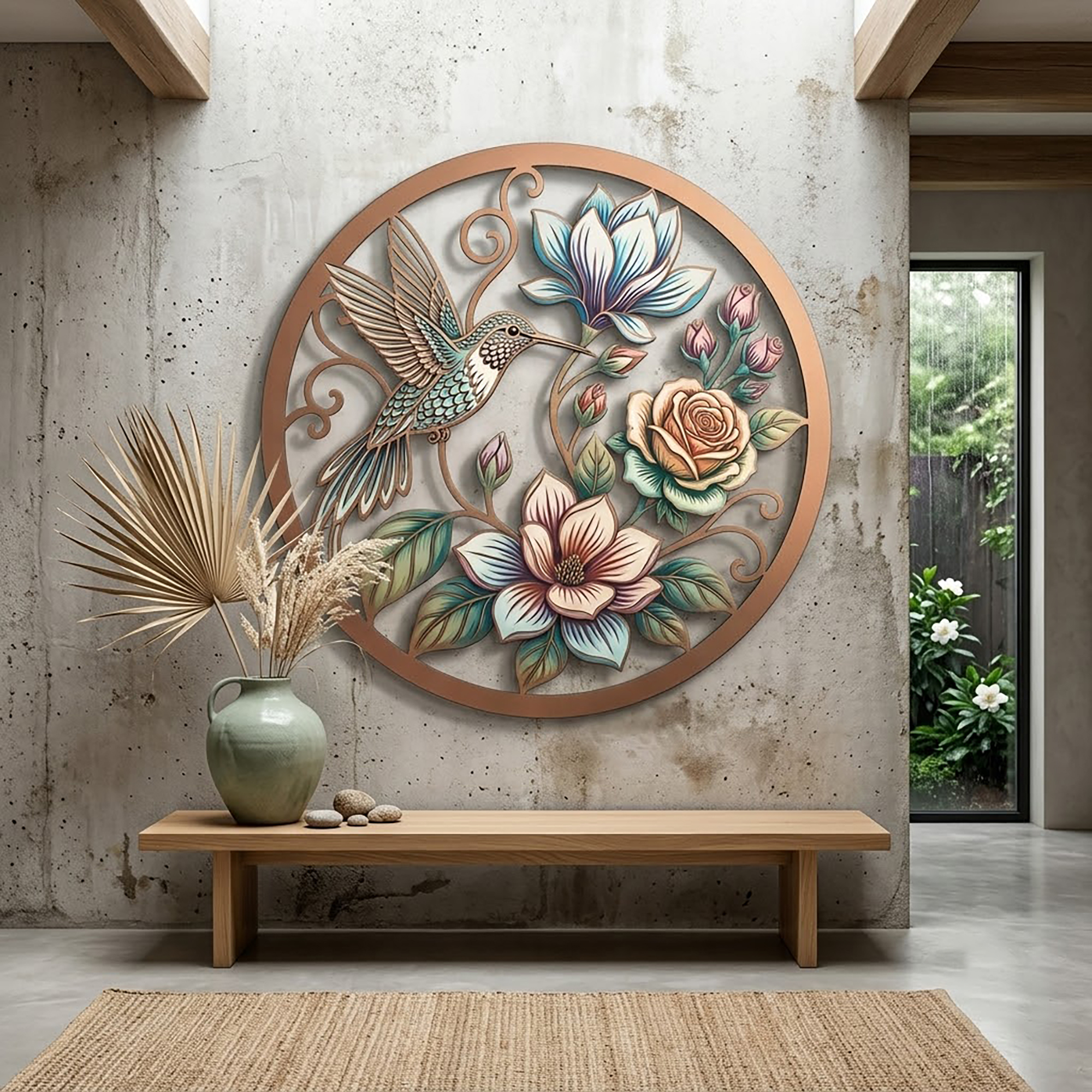 Hummingbird Metal Wall Art - product view 3
