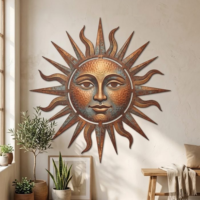 Sun Face Metal Wall Art