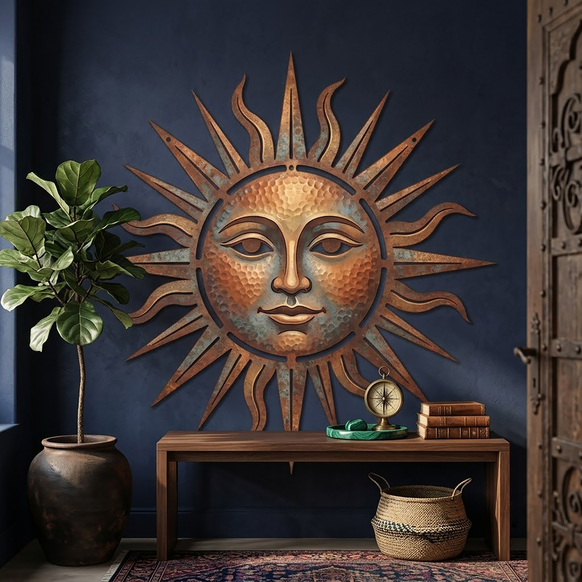 Sun Face Metal Wall Art - product view 2