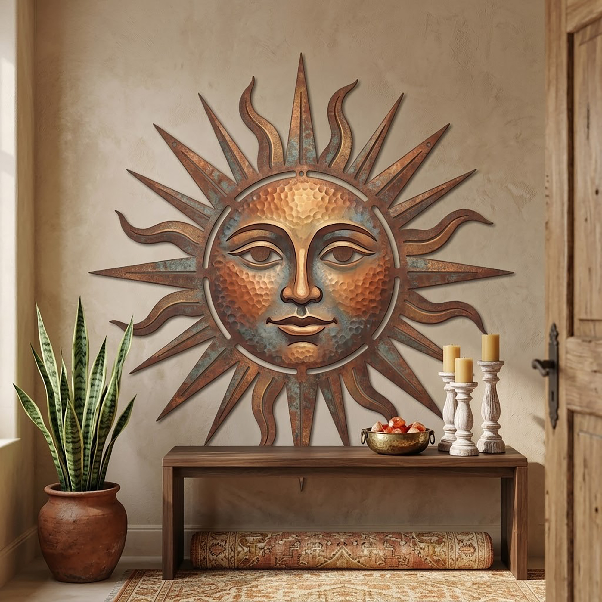 Sun Face Metal Wall Art - product view 3