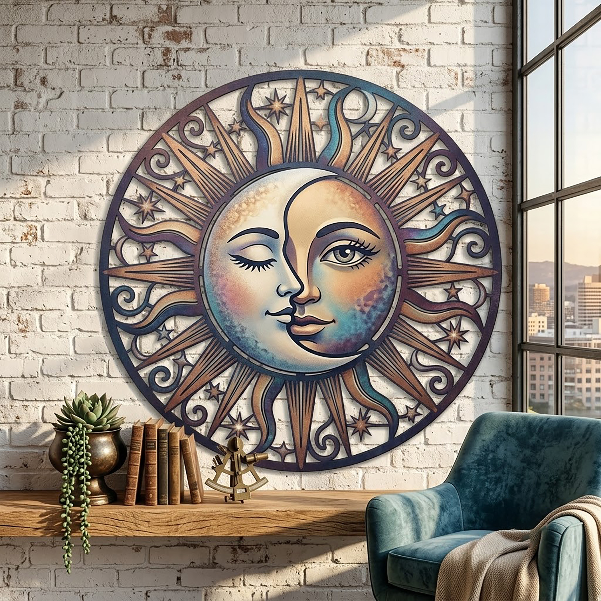 Sun and Moon Metal Wall Art - product view 2