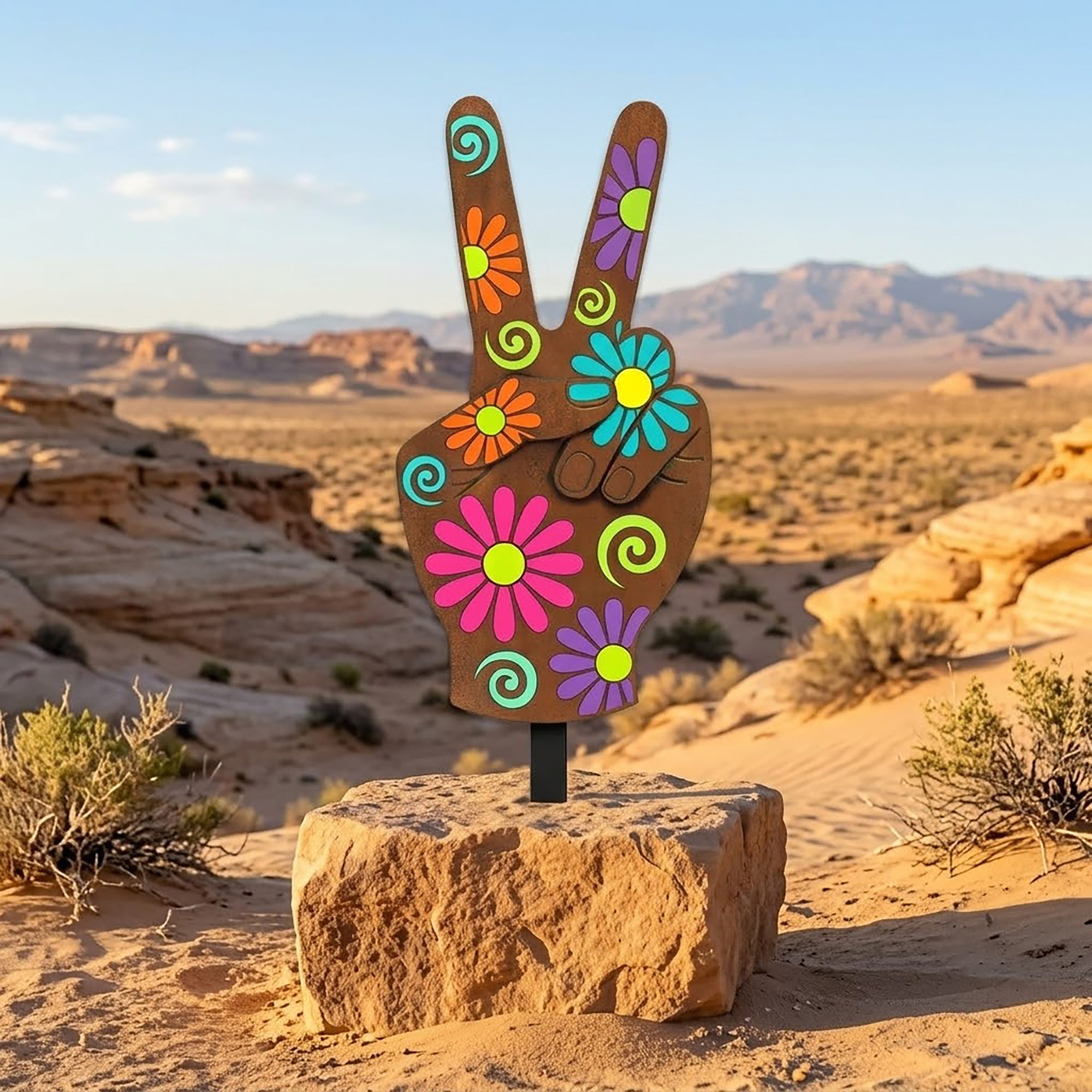 Peace Sign Garden Stake - product view 2
