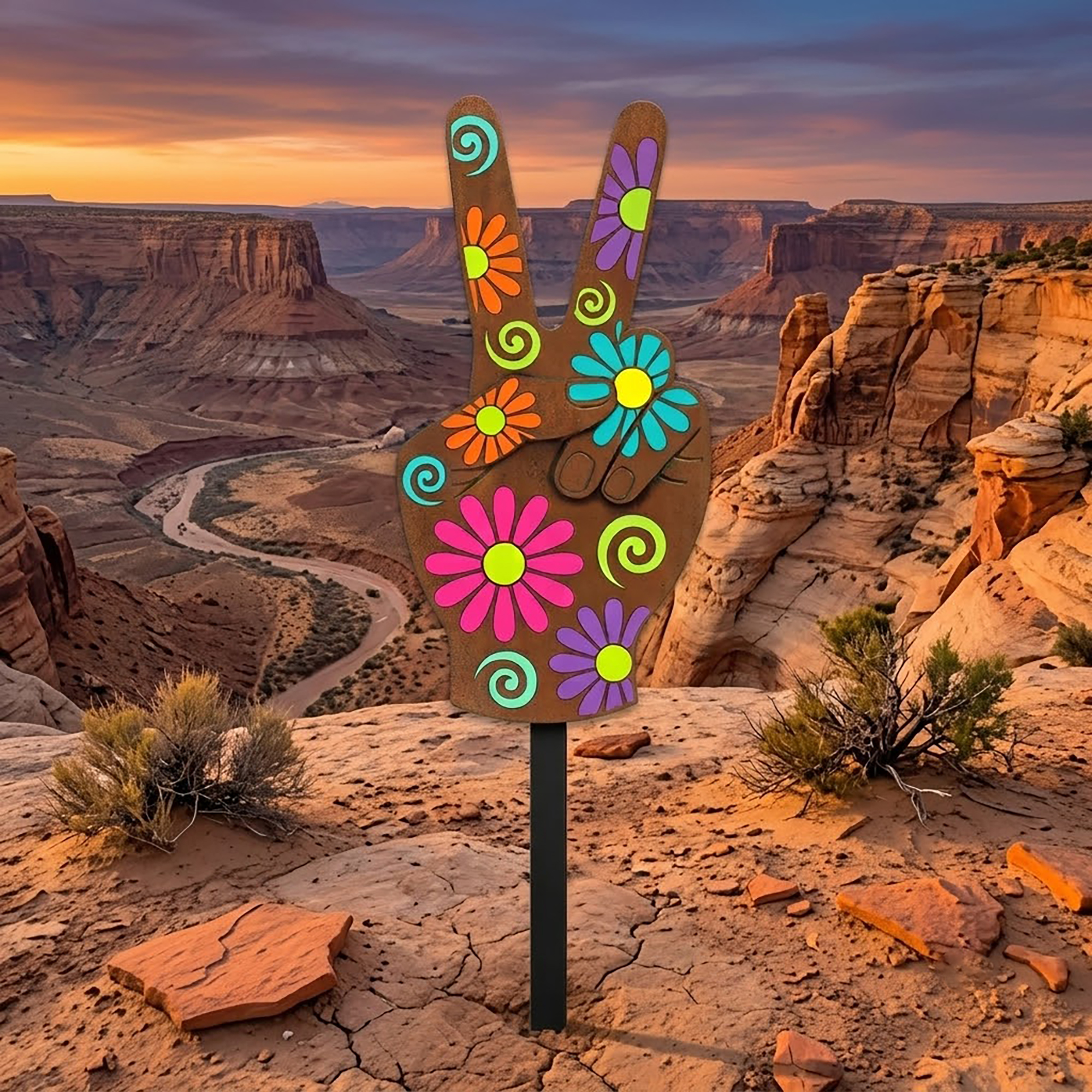 Peace Sign Garden Stake - product view 3