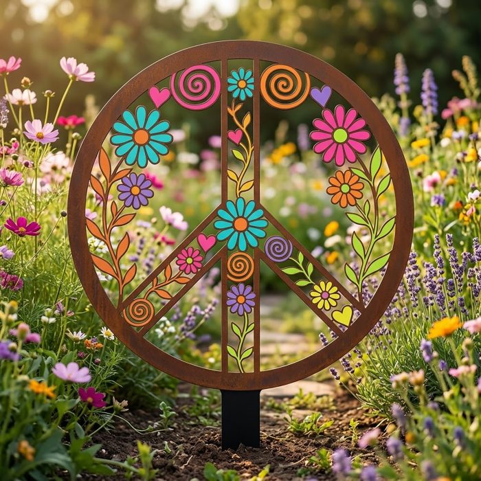 Peace Sign Garden Stake