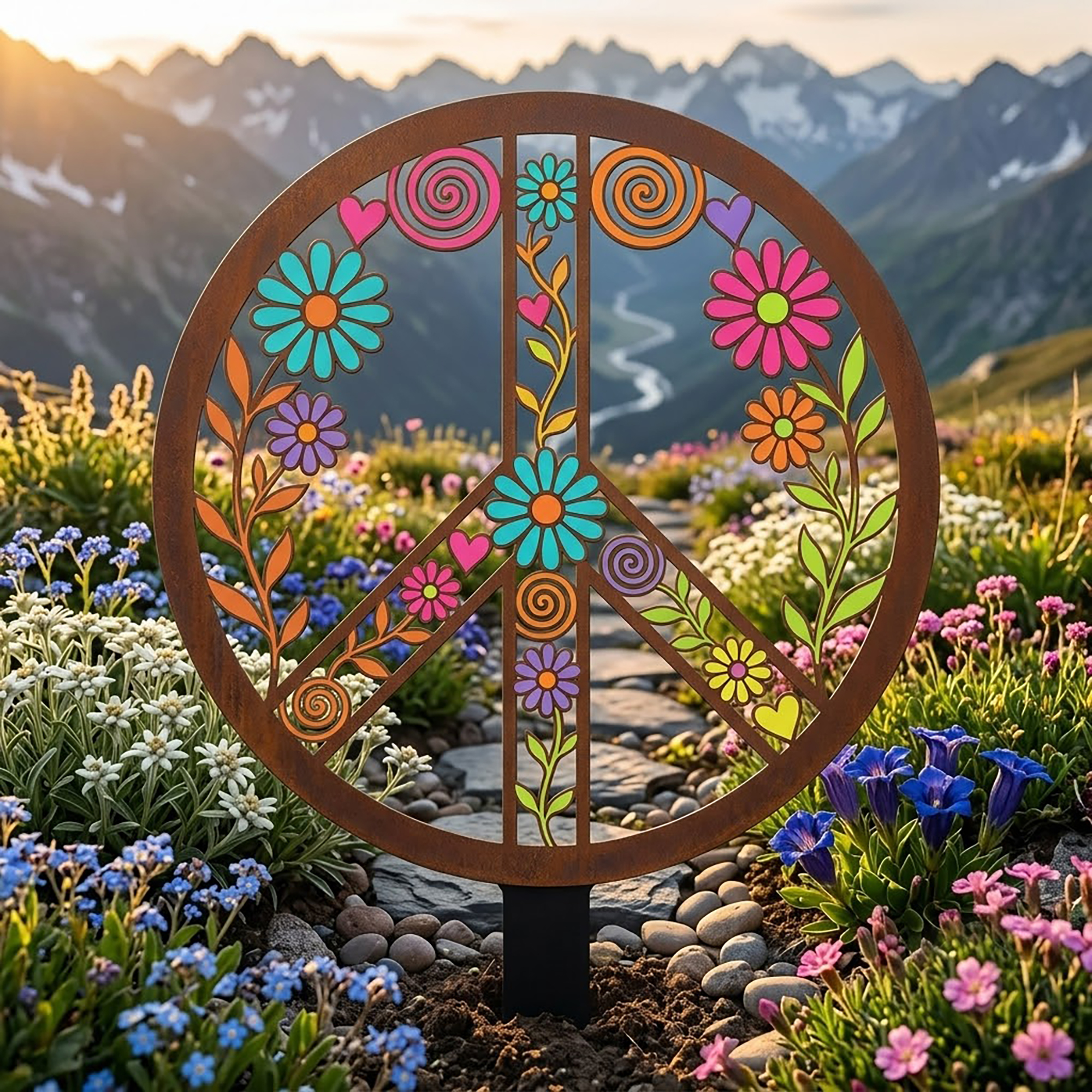 Peace Sign Garden Stake - product view 2