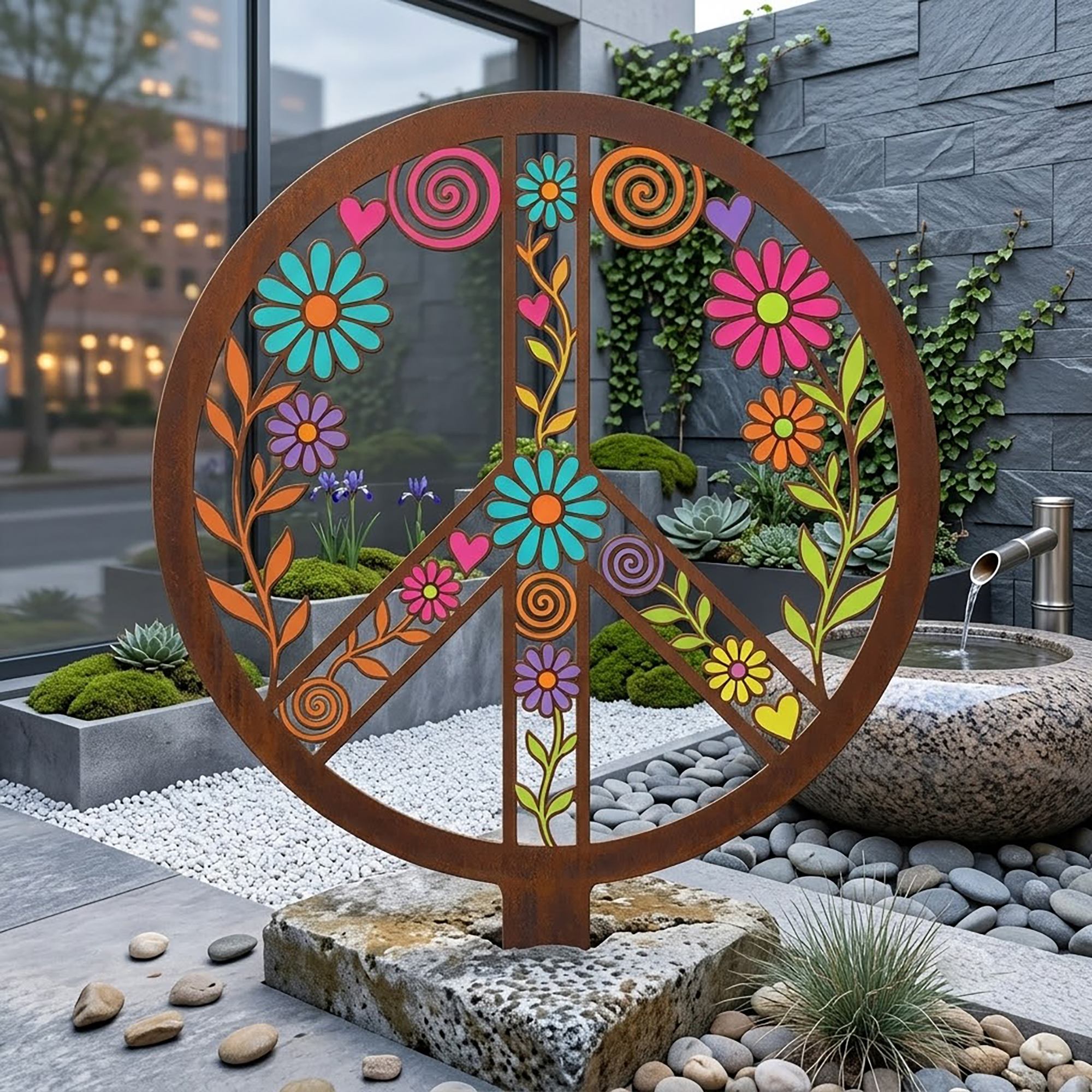 Peace Sign Garden Stake - product view 3