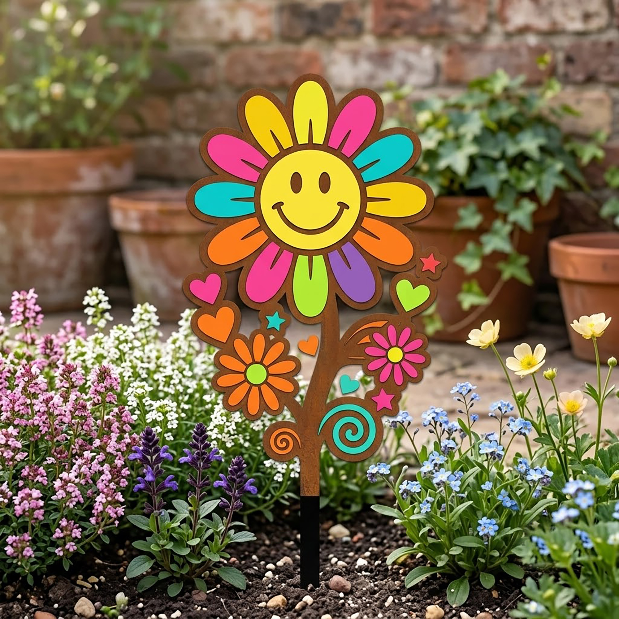 Smiley Flower Garden Stake - product view 2