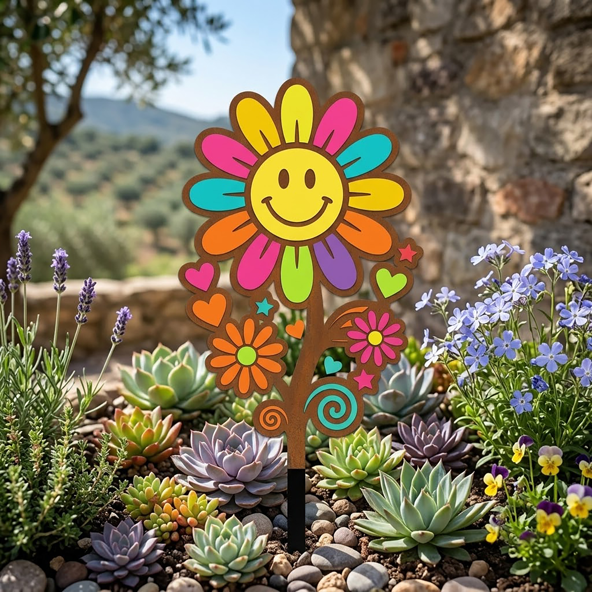 Smiley Flower Garden Stake - product view 3