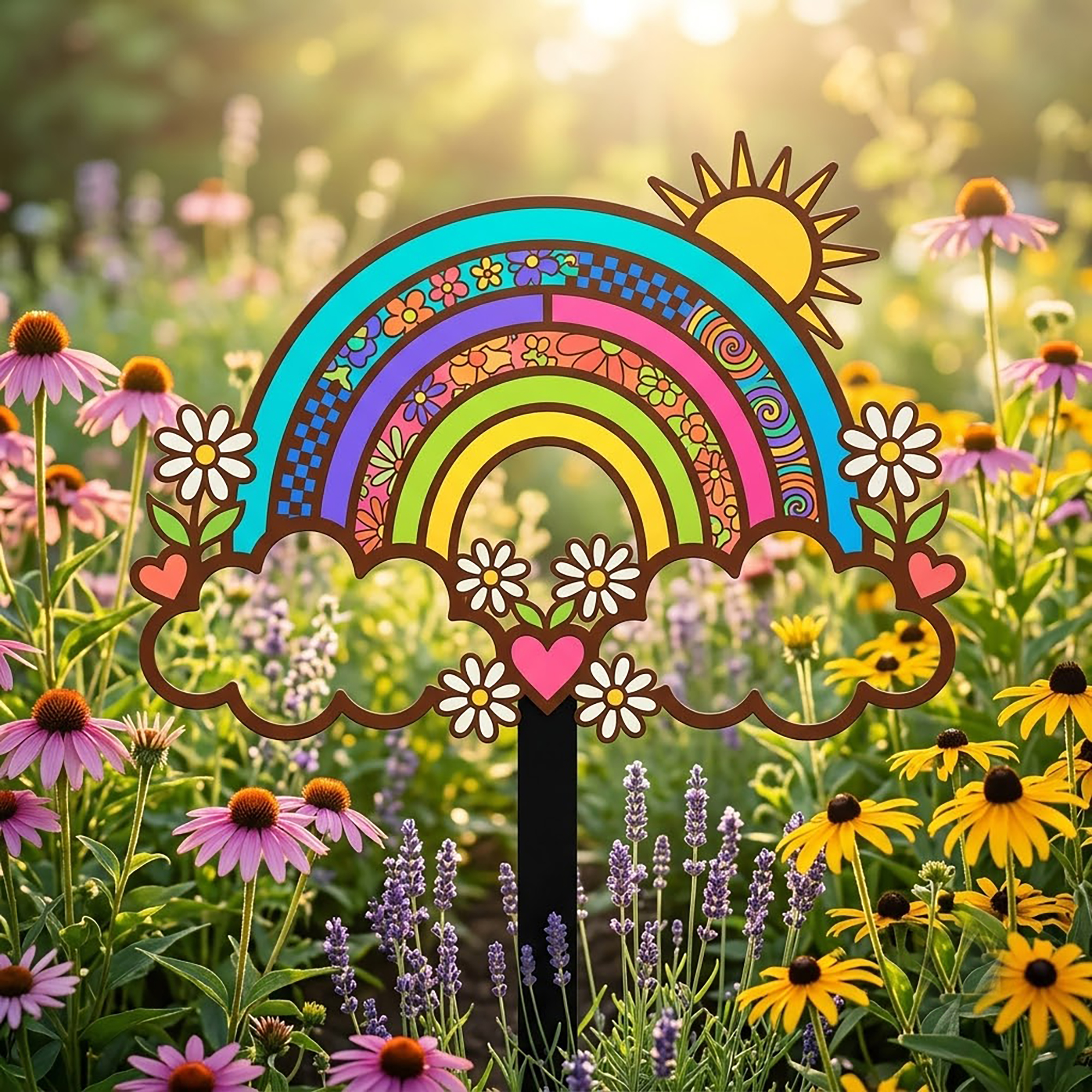 Rainbow Metal Garden Stake