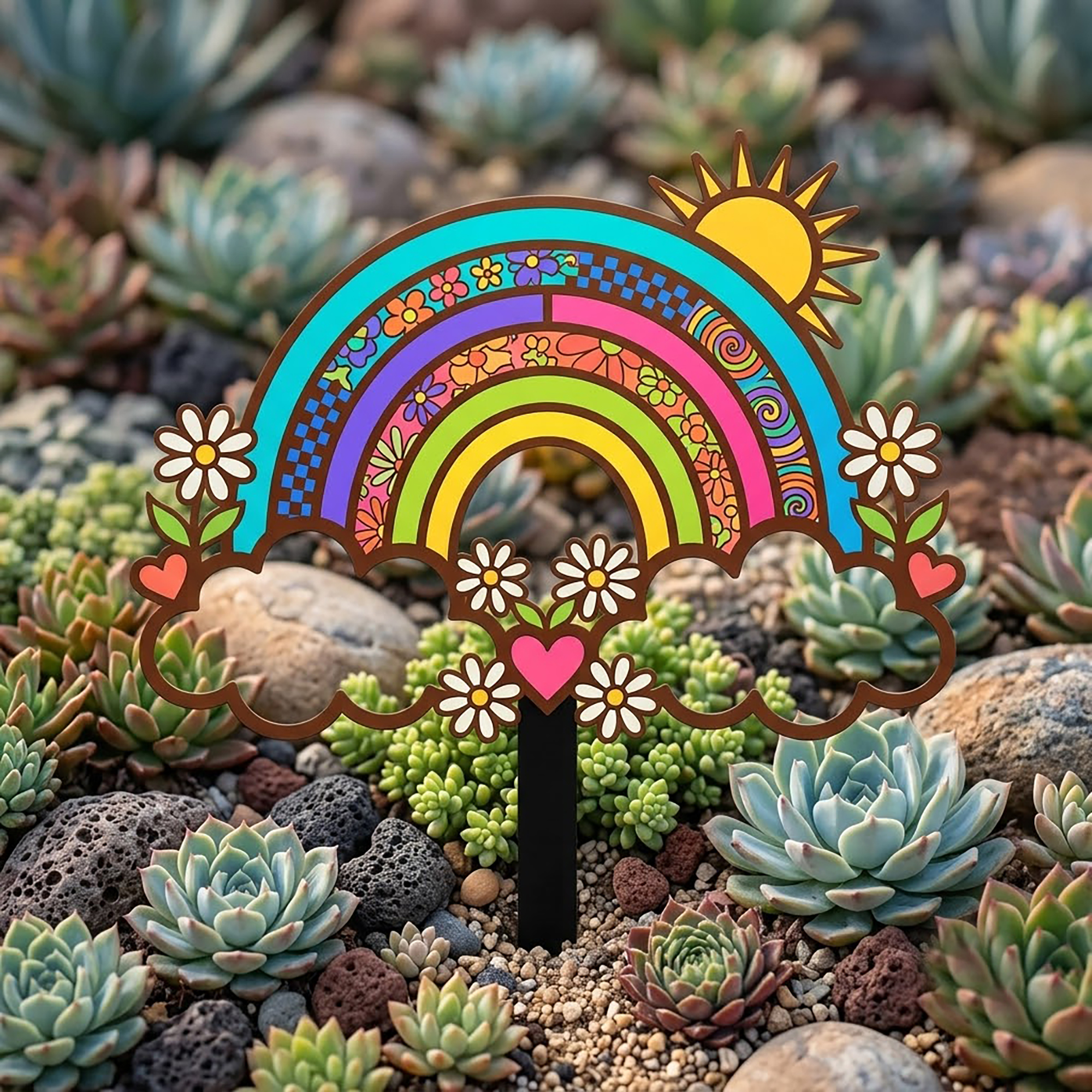 Rainbow Metal Garden Stake - product view 2