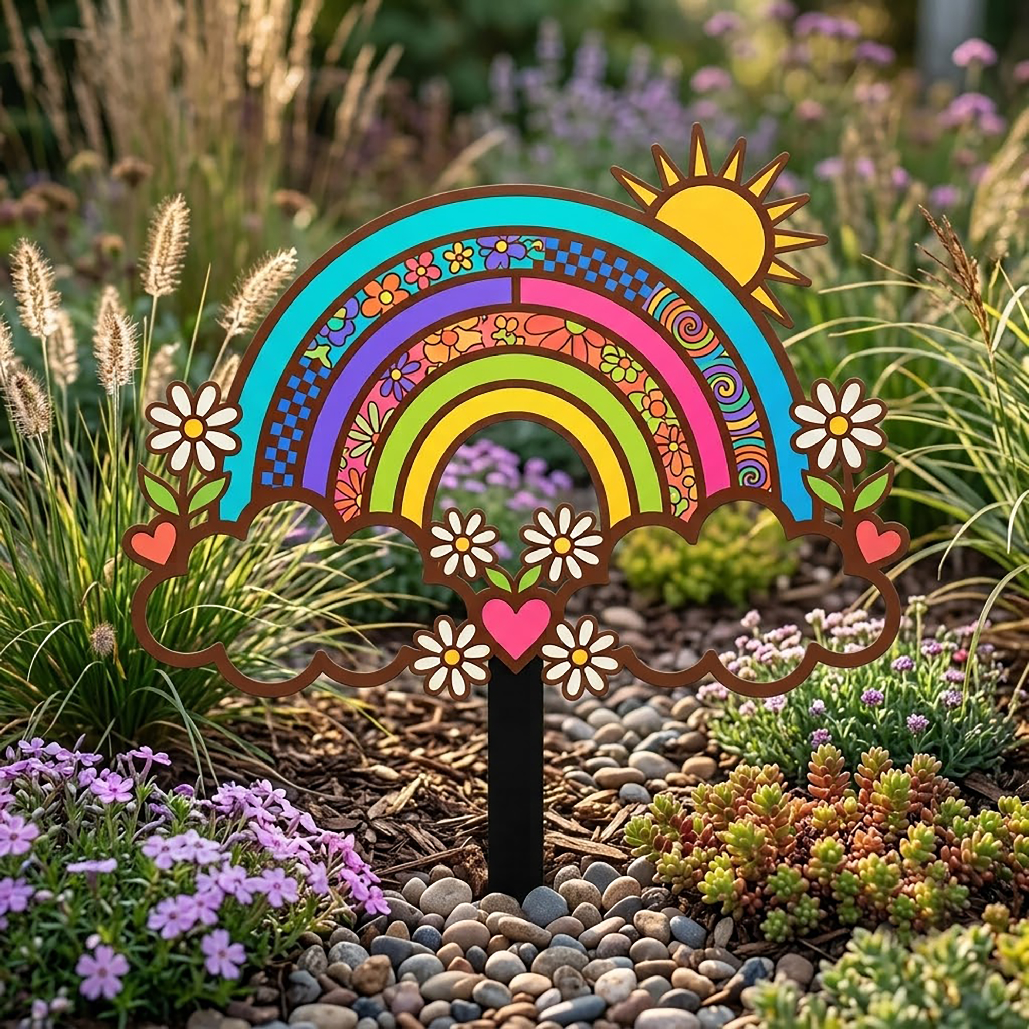 Rainbow Metal Garden Stake - product view 3