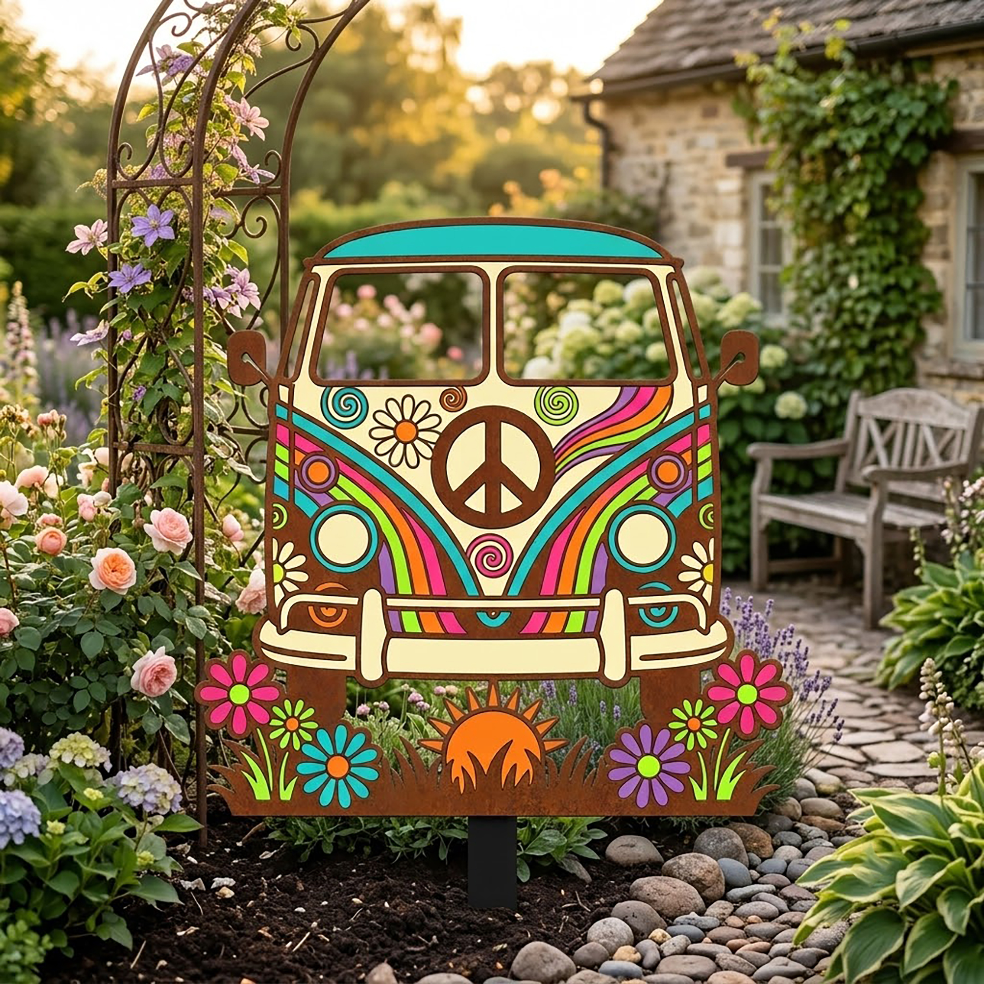Hippie Van Garden Stake - product view 3