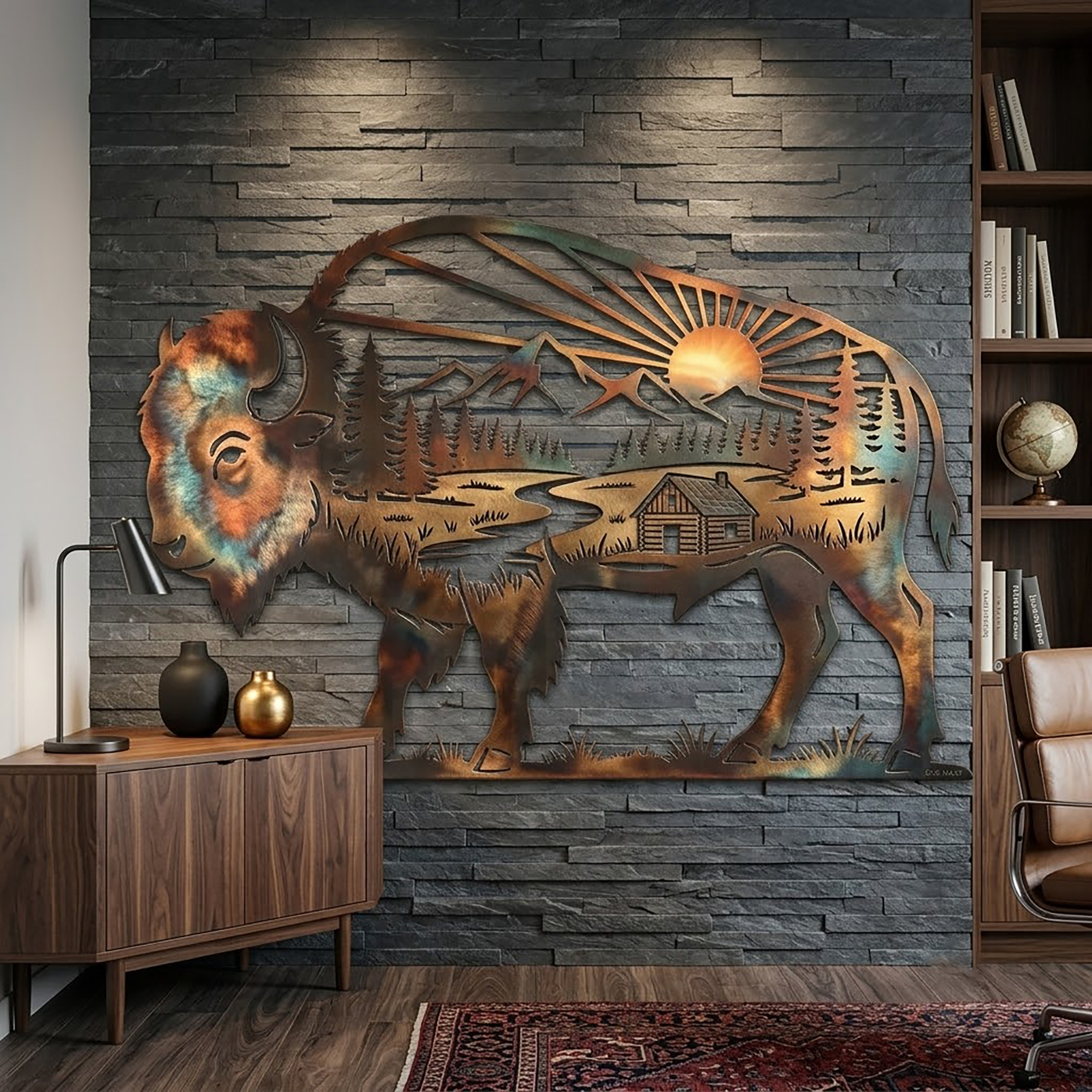 Bison Metal Wall Art - product view 2