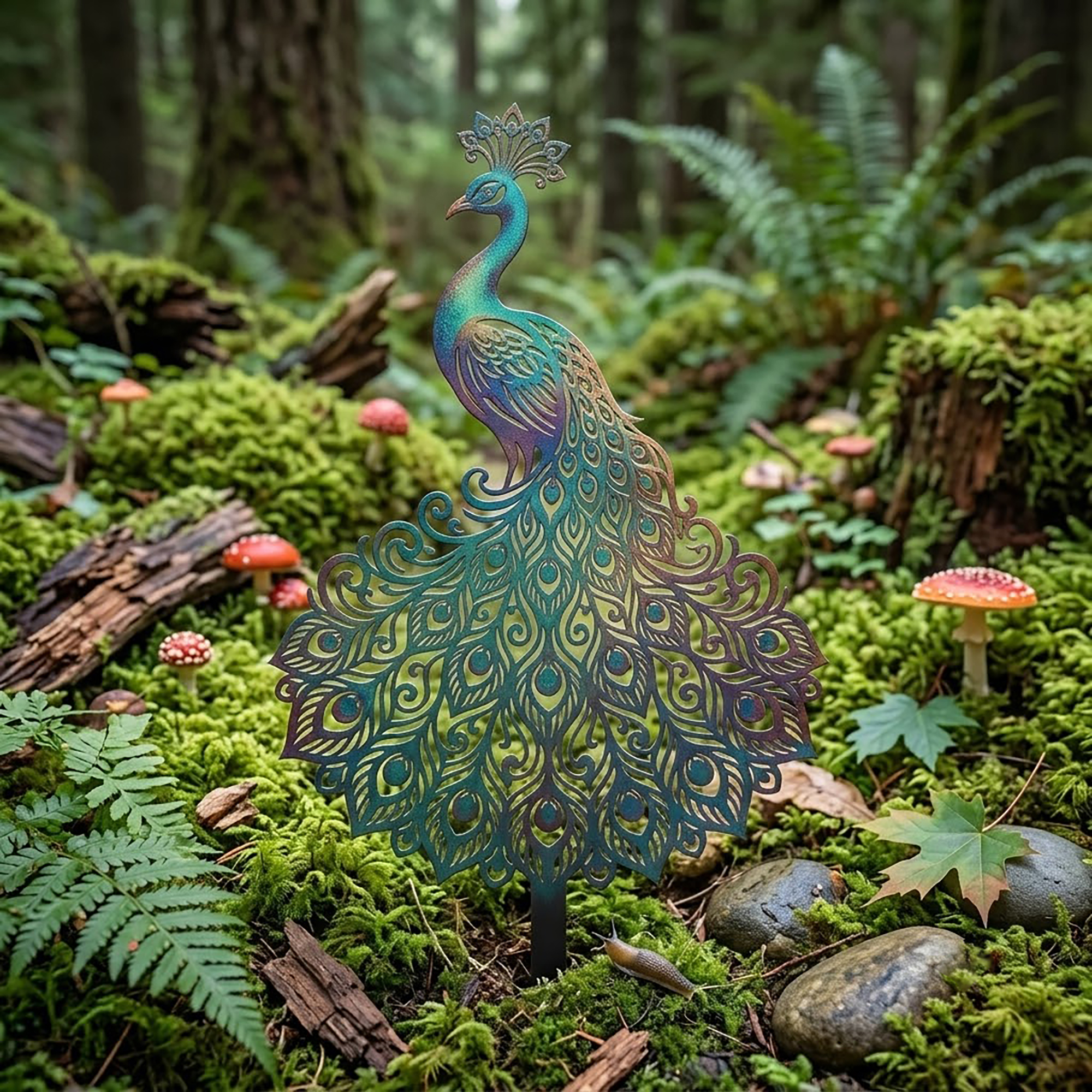 Colorful Peacock Garden Stake - product view 2