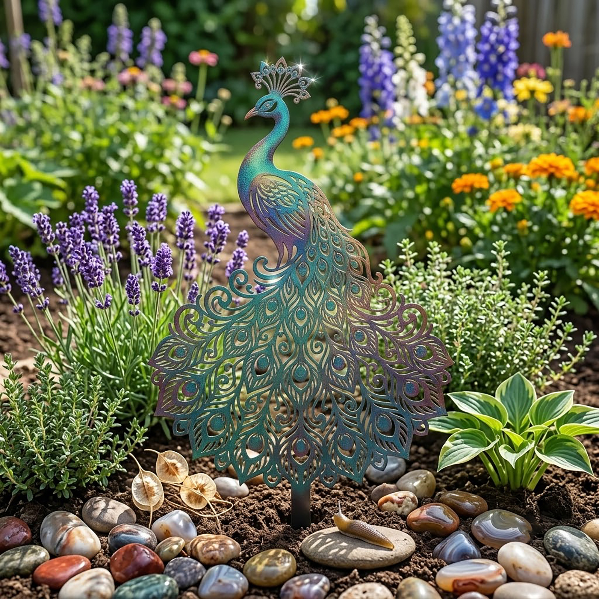 Colorful Peacock Garden Stake - product view 3