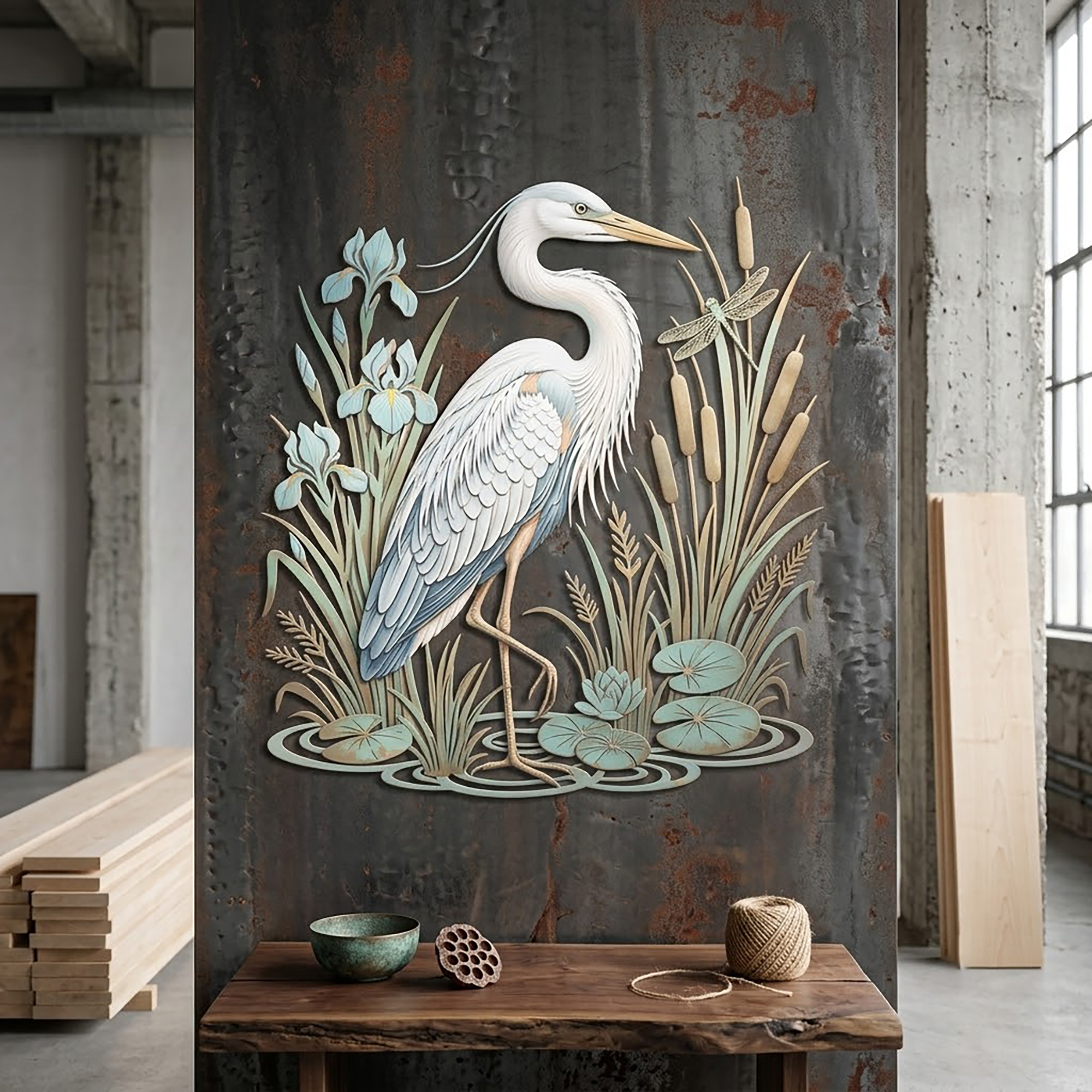 Great Blue Heron Metal Wall Art - product view 2