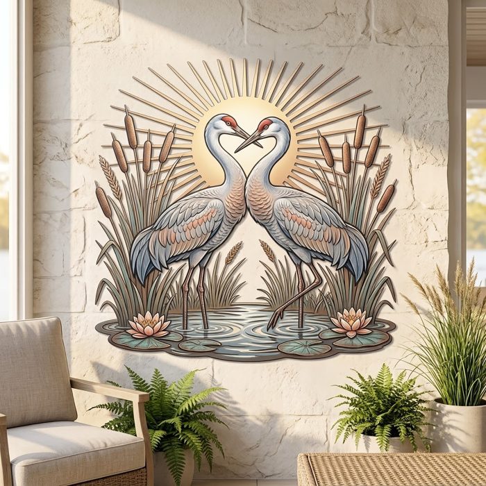 Crane Couple Metal Wall Art