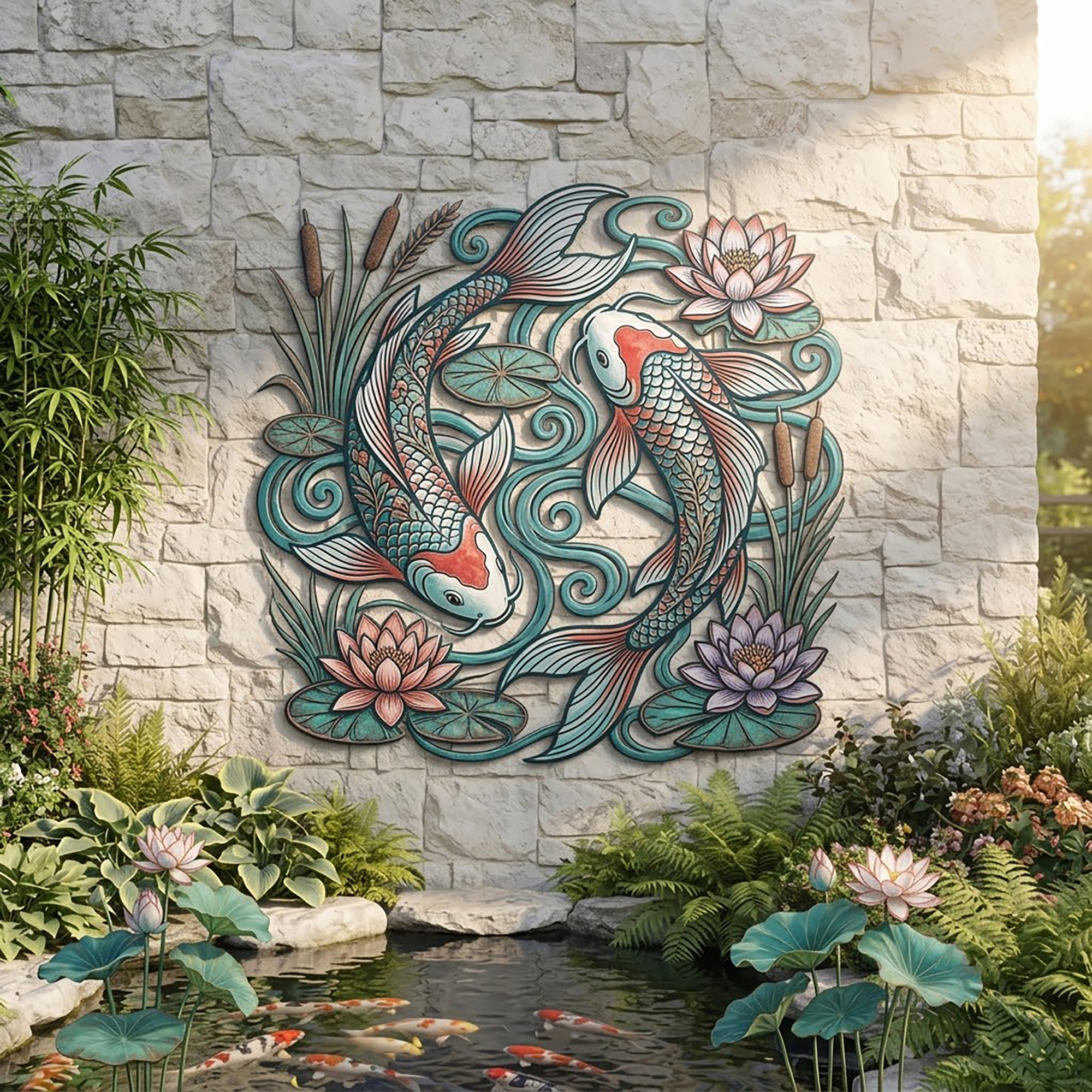 Koi Fish Metal Wall Art