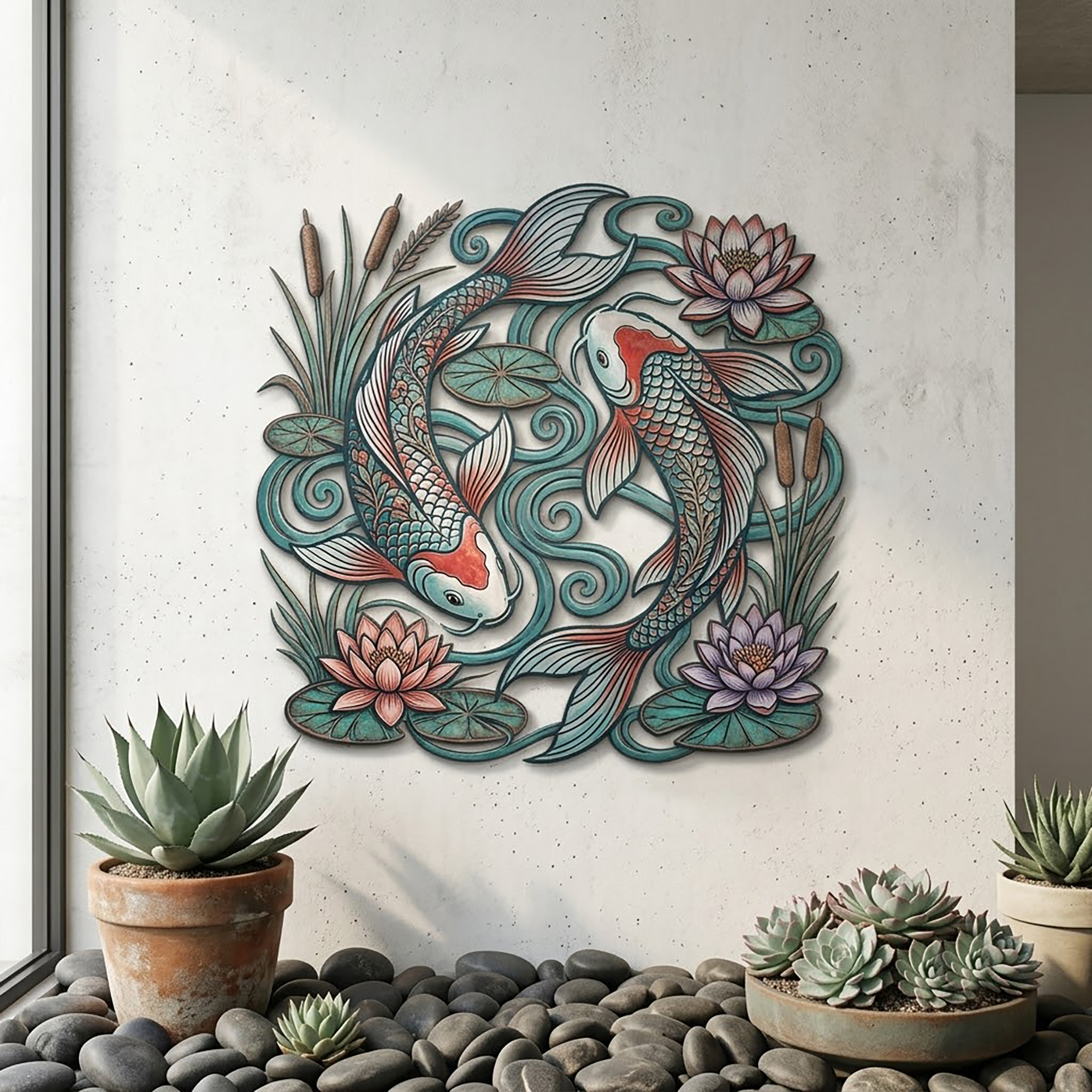 Koi Fish Metal Wall Art - product view 2