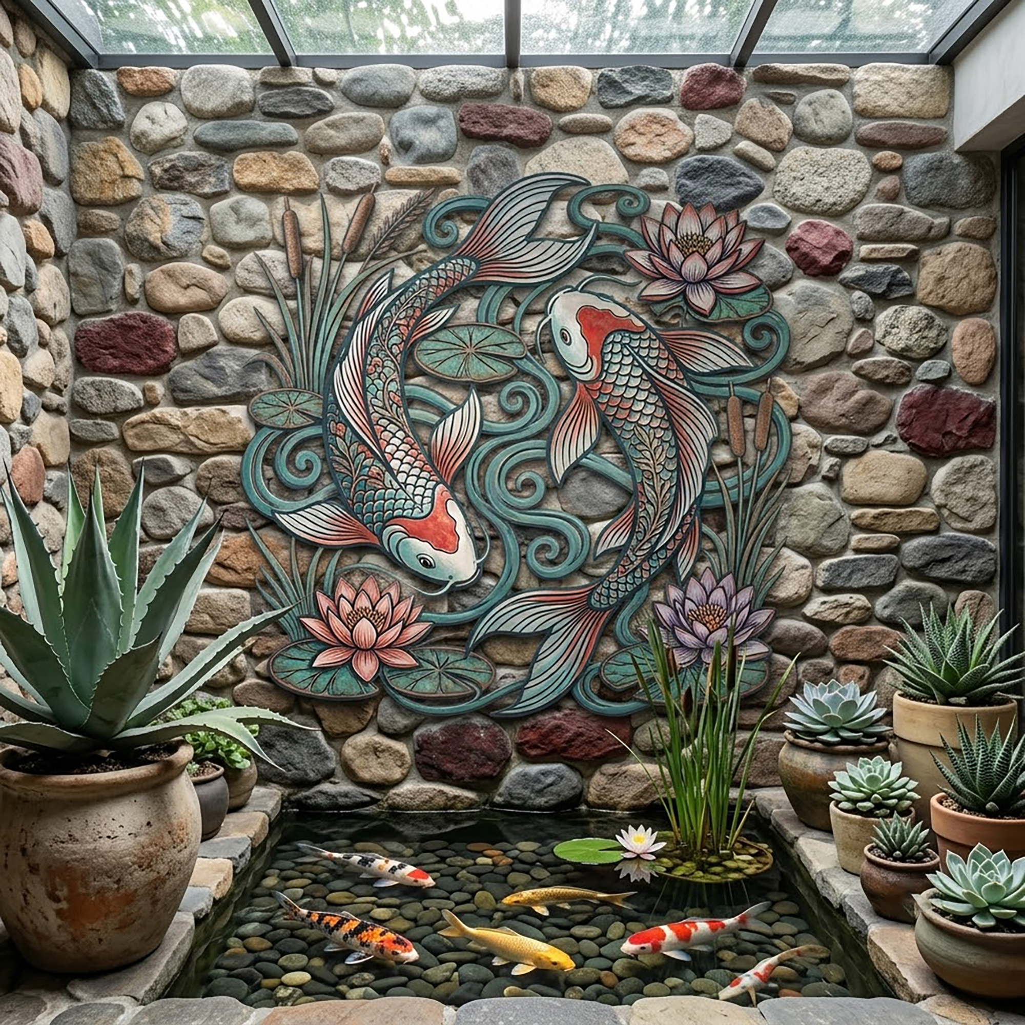 Koi Fish Metal Wall Art - product view 3