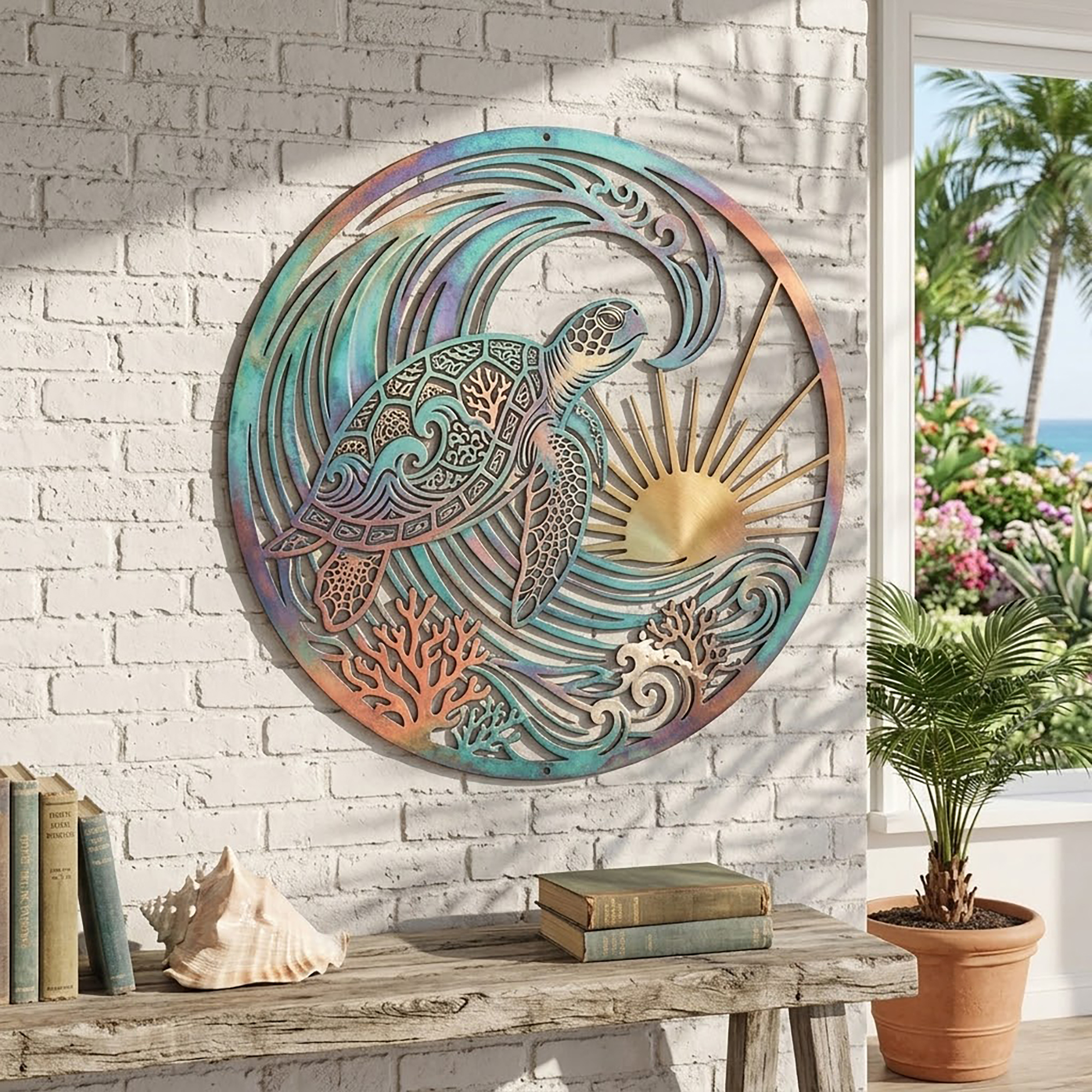 Sea Turtle Metal Wall Art - product view 2