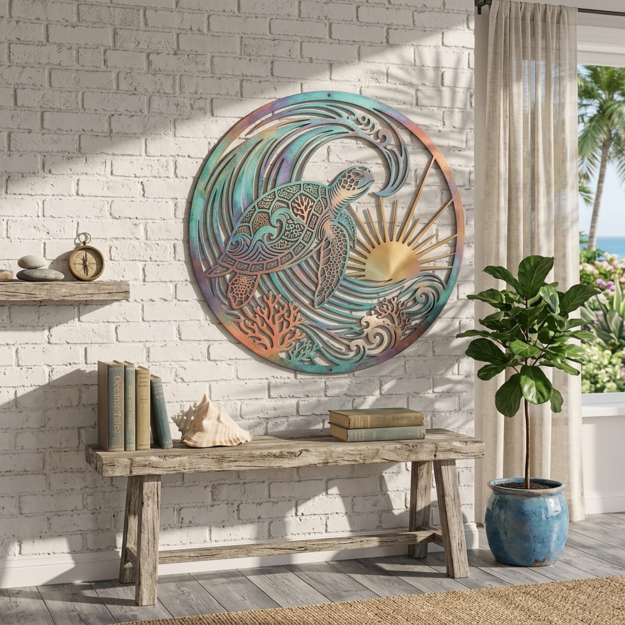 Sea Turtle Metal Wall Art - product view 3