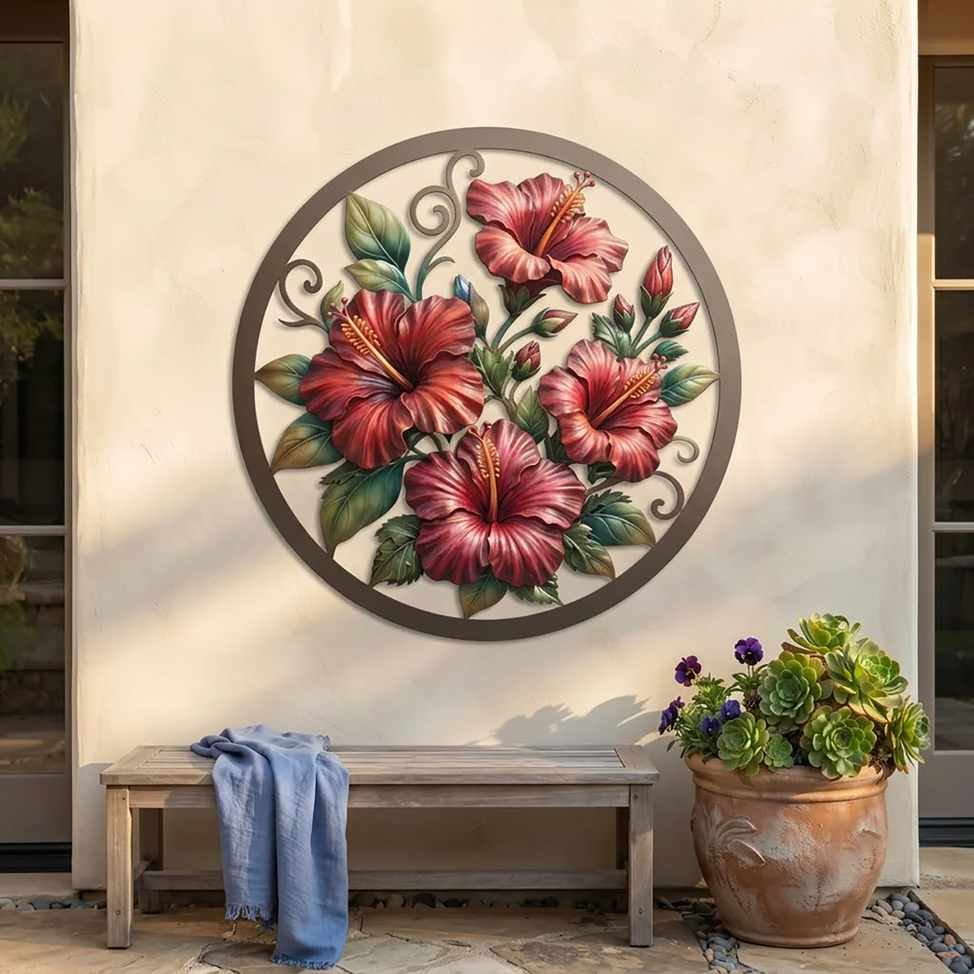 Hibiscus Flower Metal Wall Art