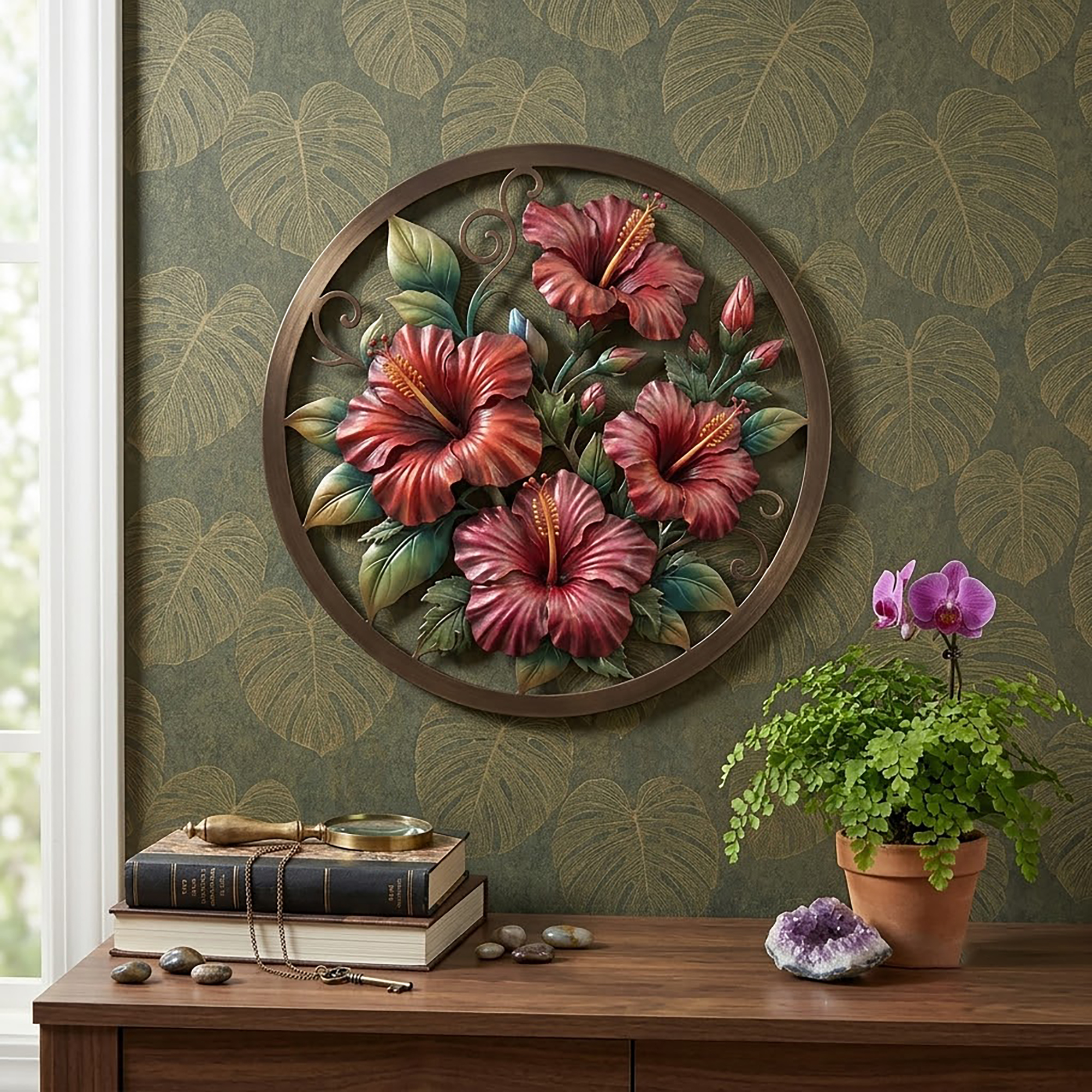 Hibiscus Flower Metal Wall Art - product view 2