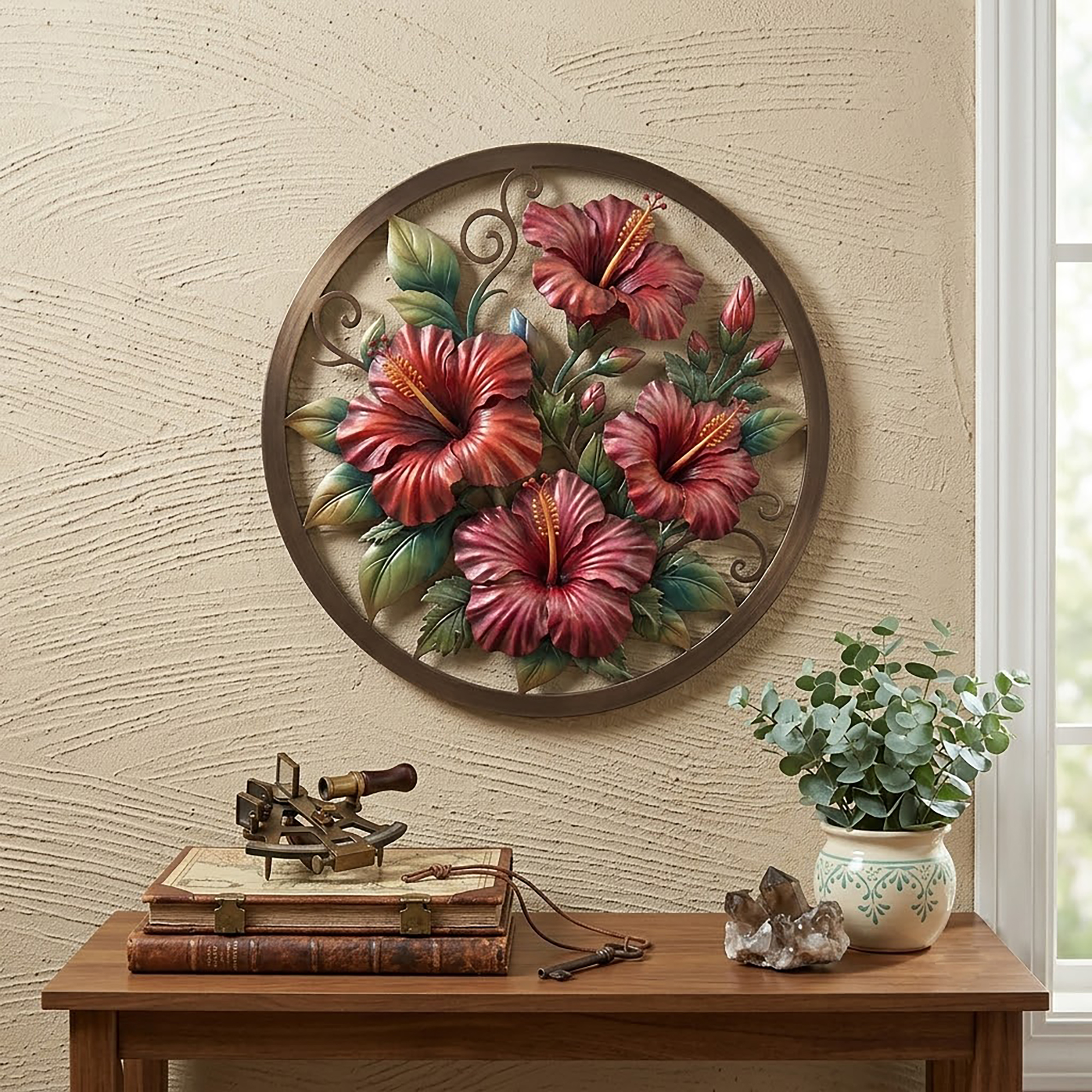 Hibiscus Flower Metal Wall Art - product view 3
