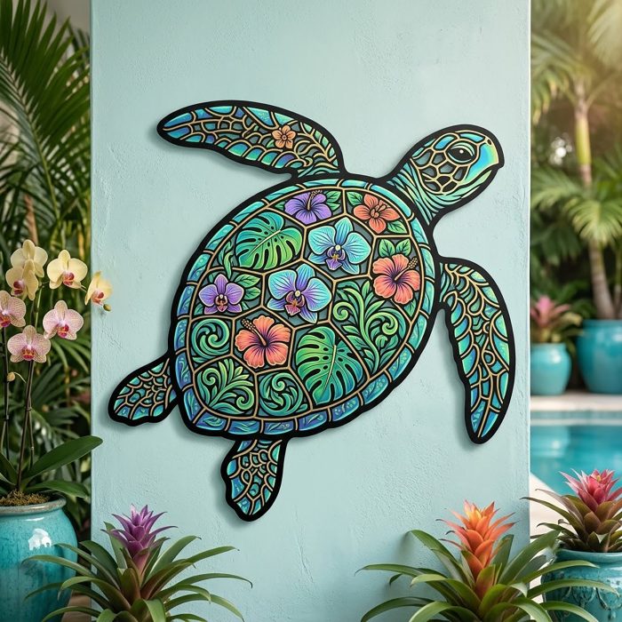 Tropical Sea Turtle Metal Wall Art