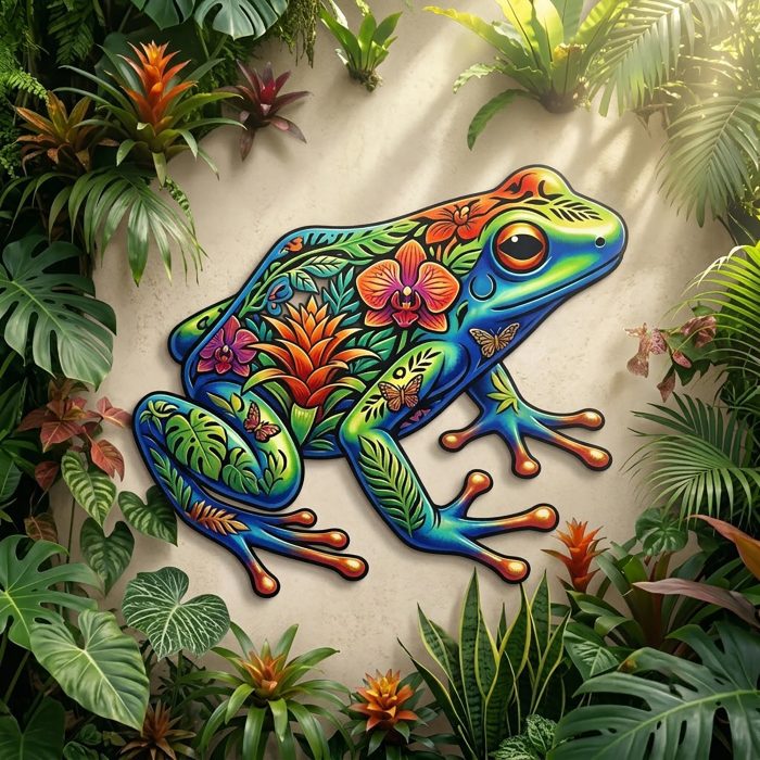 Colorful Frog Metal Wall Art