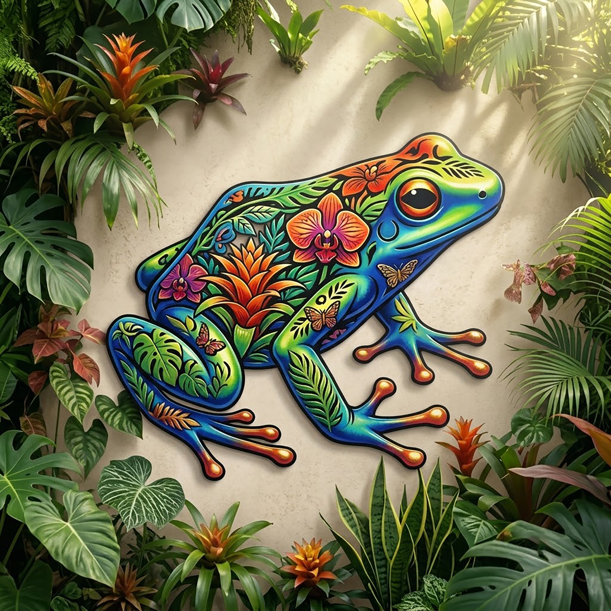 Colorful Frog Metal Wall Art