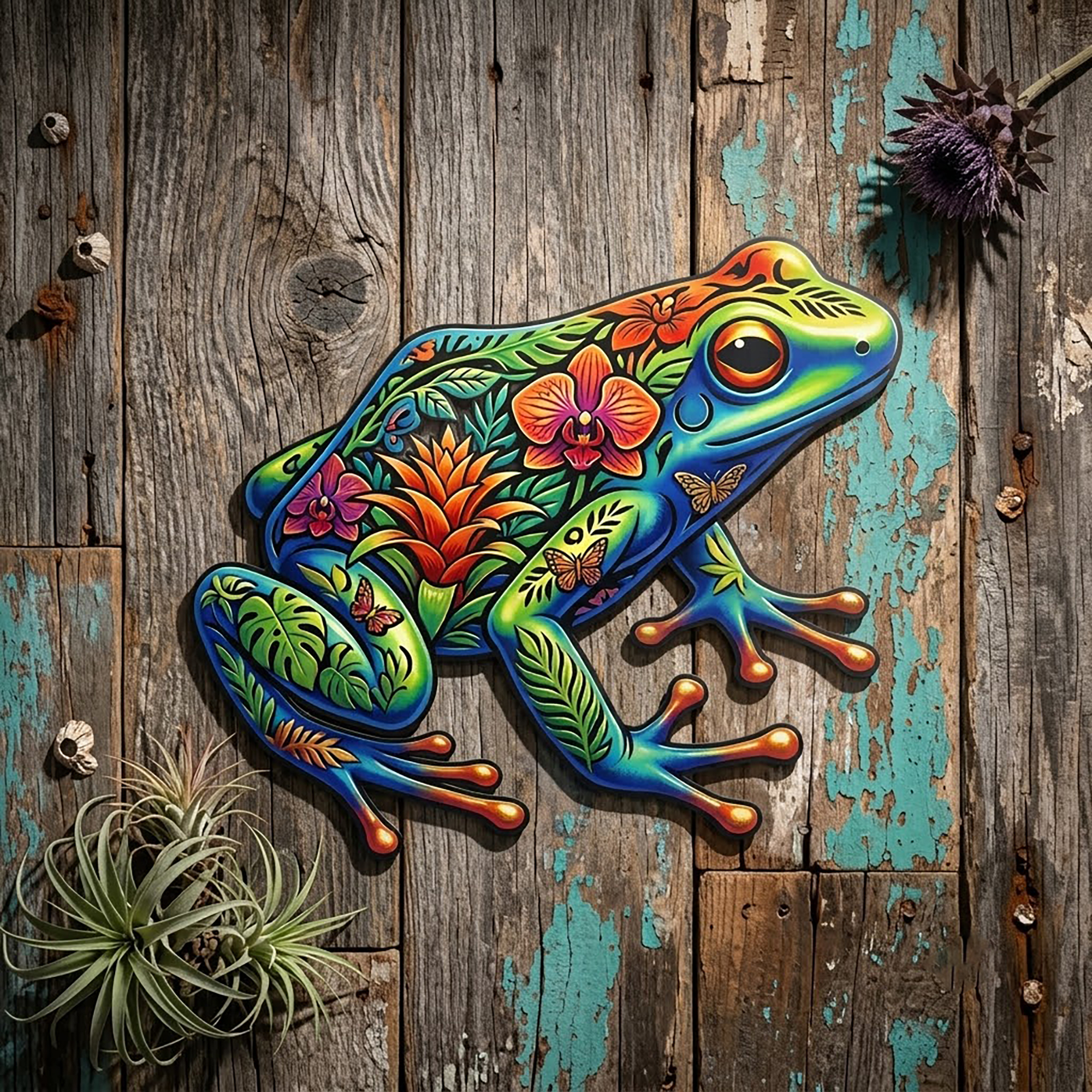 Colorful Frog Metal Wall Art - product view 2
