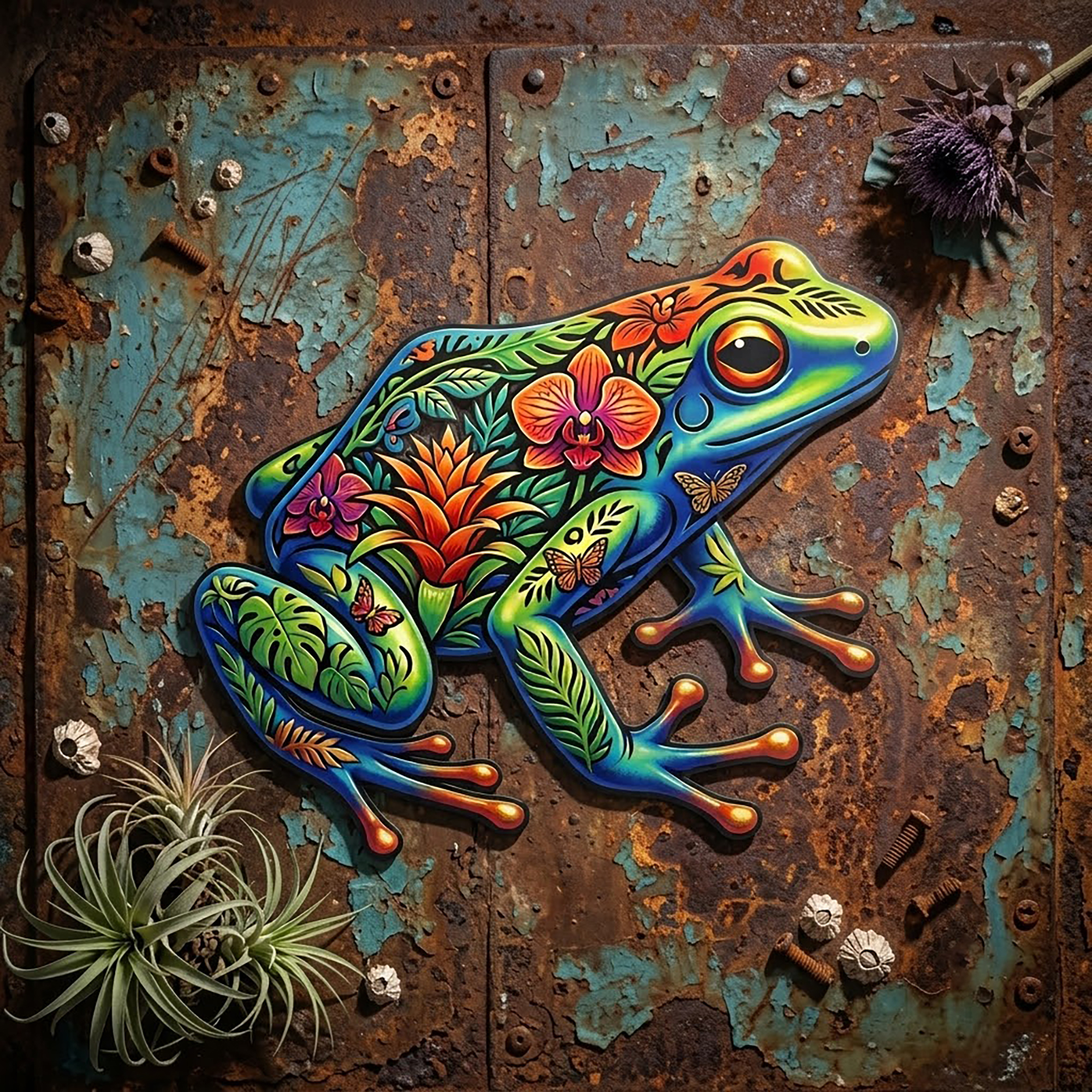 Colorful Frog Metal Wall Art - product view 3