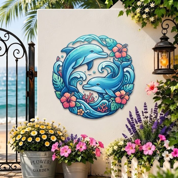 Colorful Dolphin Metal Wall Art
