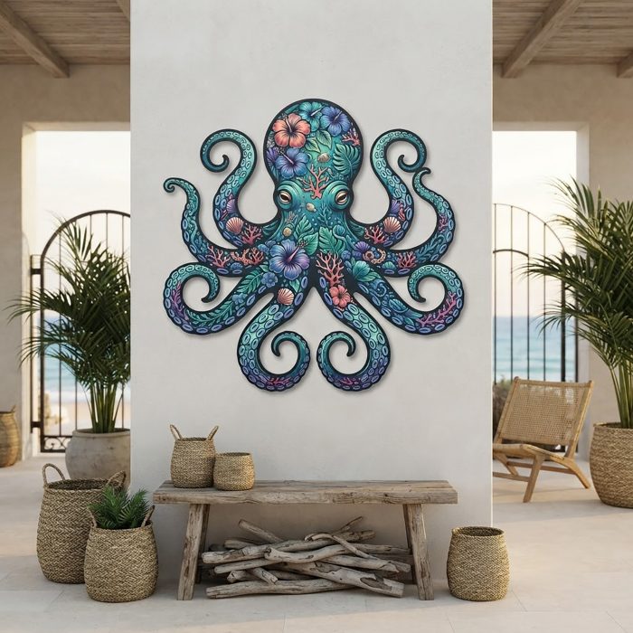 Colorful Octopus Metal Wall Art