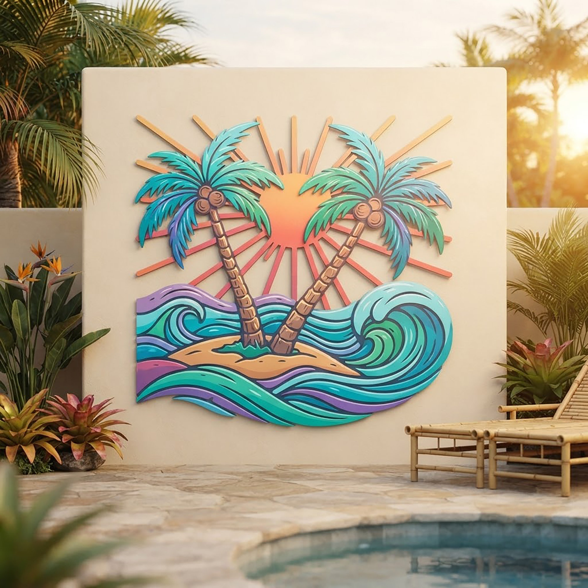 Tropical Palm Tree Metal Wall Art