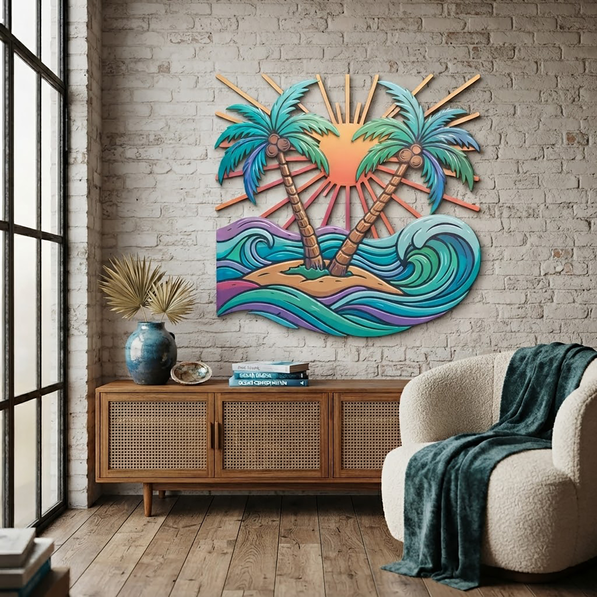 Tropical Palm Tree Metal Wall Art - product view 3
