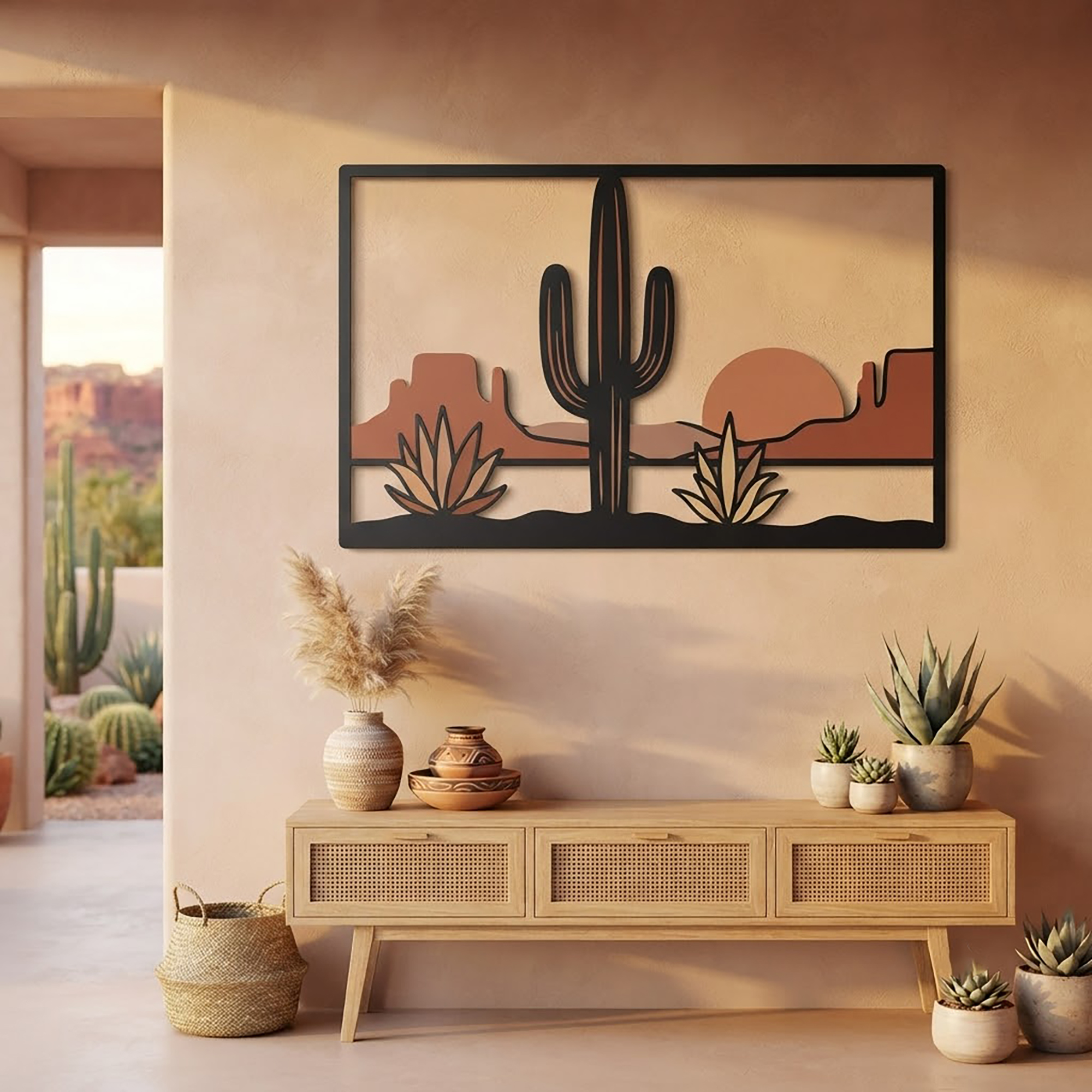 Desert Cactus Metal Wall Art