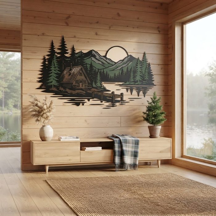 Mountain Cabin Metal Wall Art