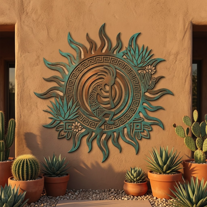 Kokopelli Sun Metal Wall Art