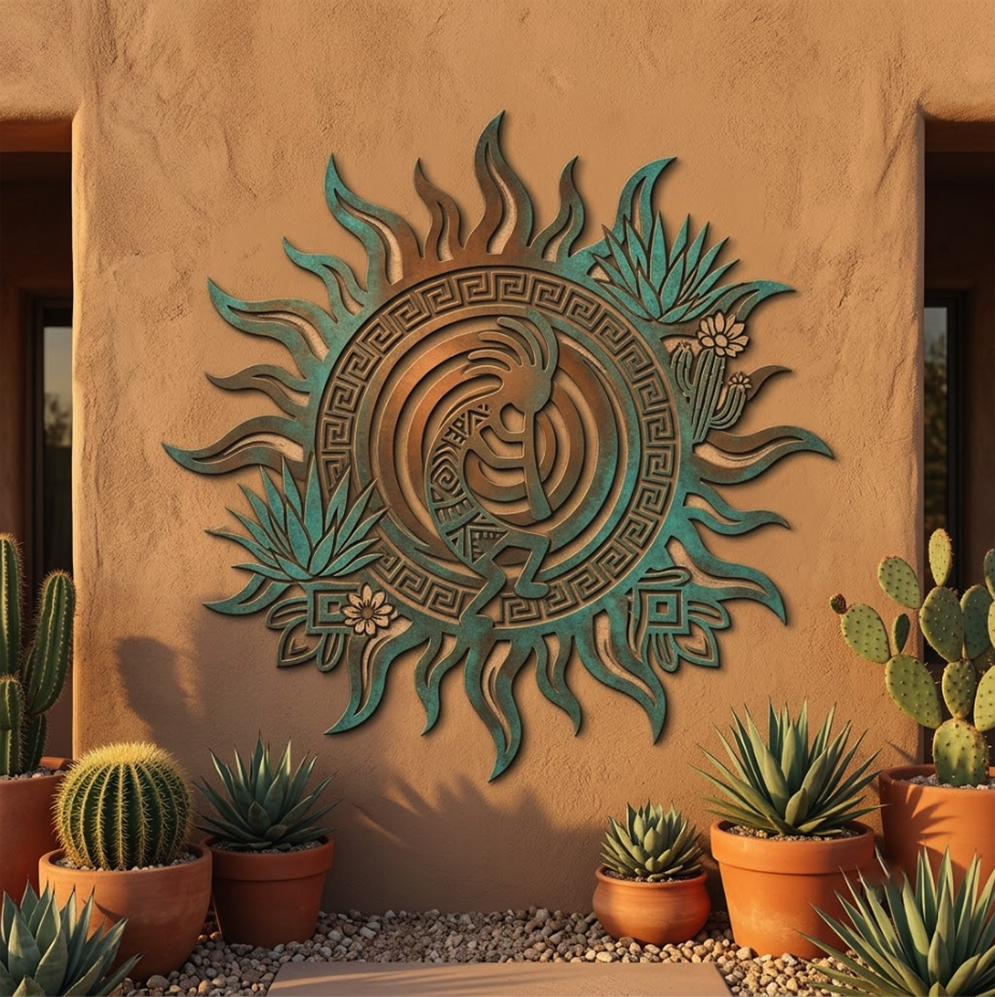 Kokopelli Sun Metal Wall Art