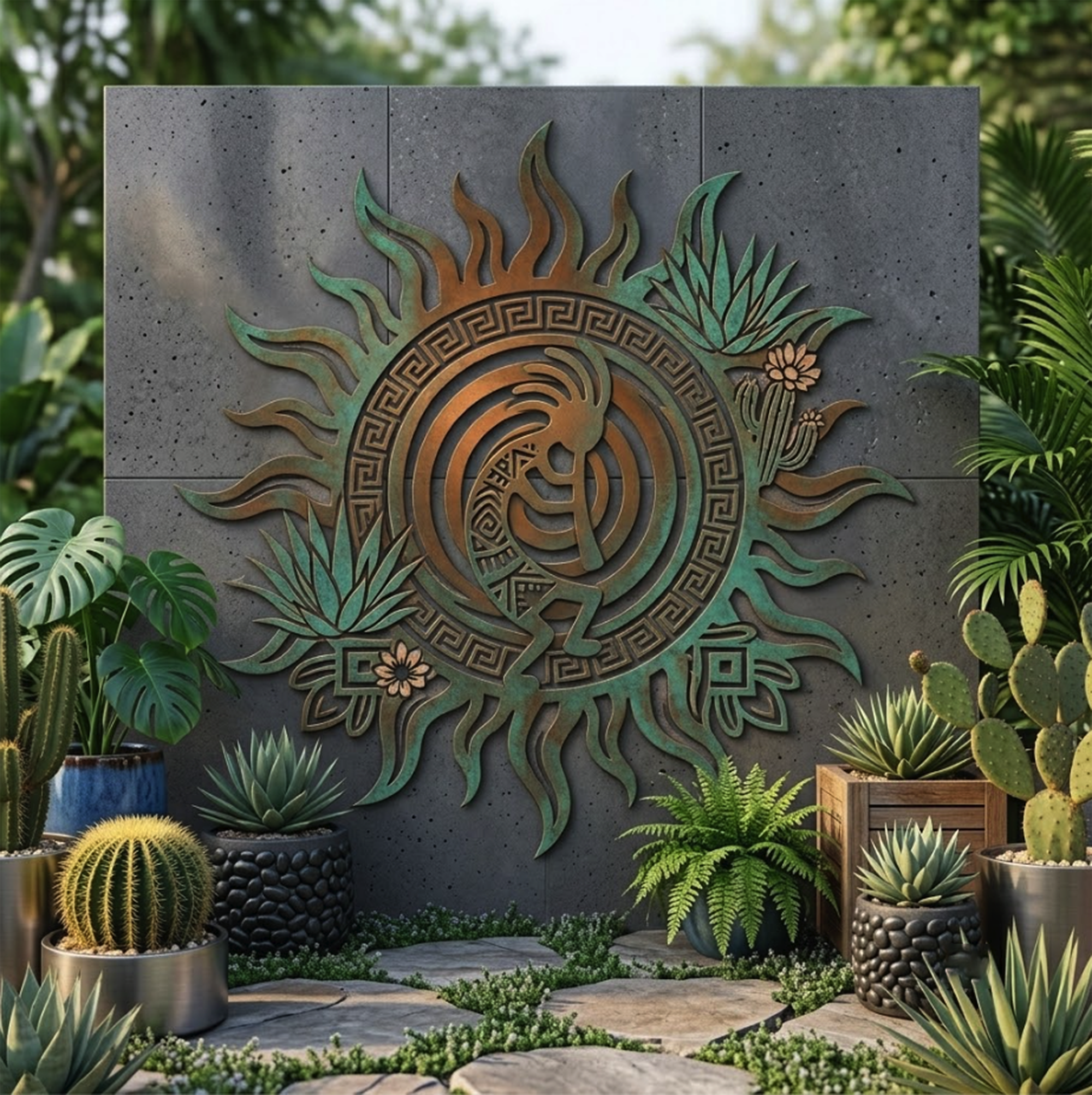 Kokopelli Sun Metal Wall Art - product view 2