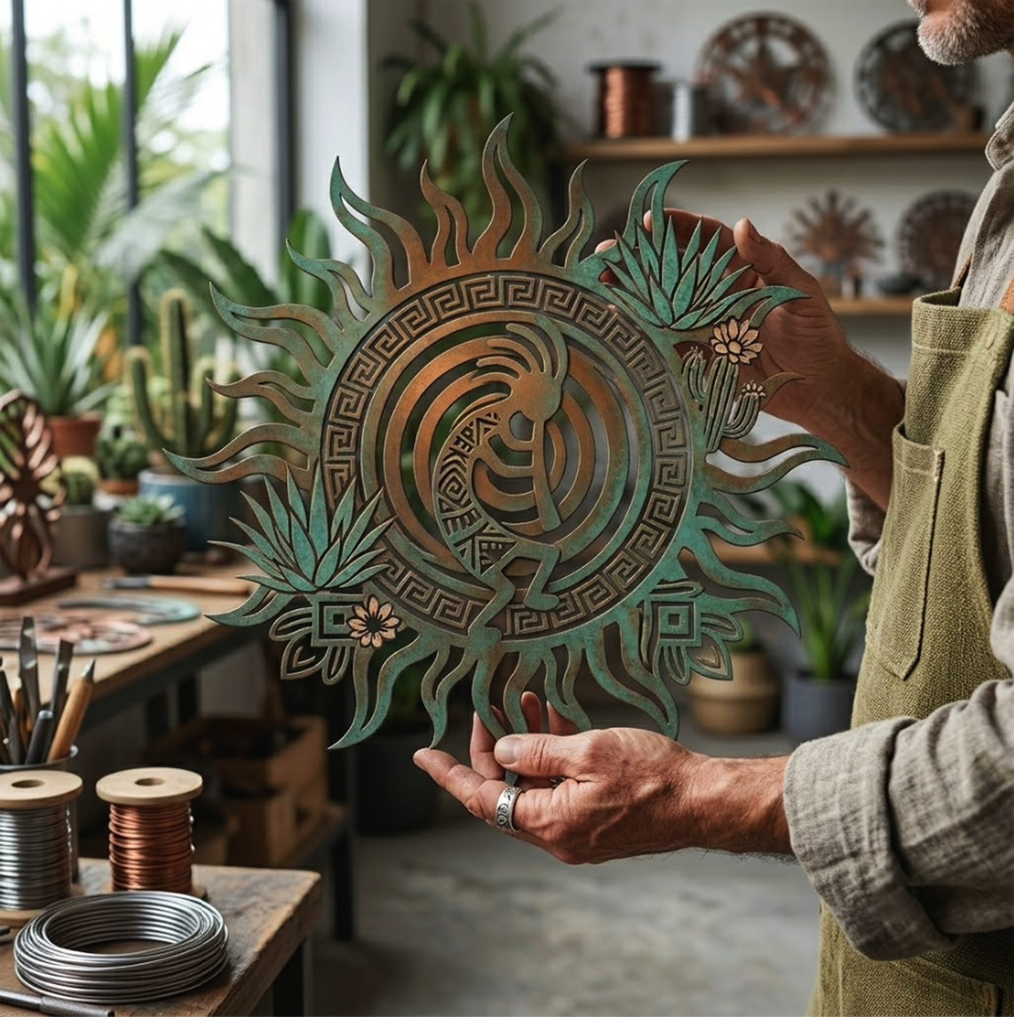 Kokopelli Sun Metal Wall Art - product view 3