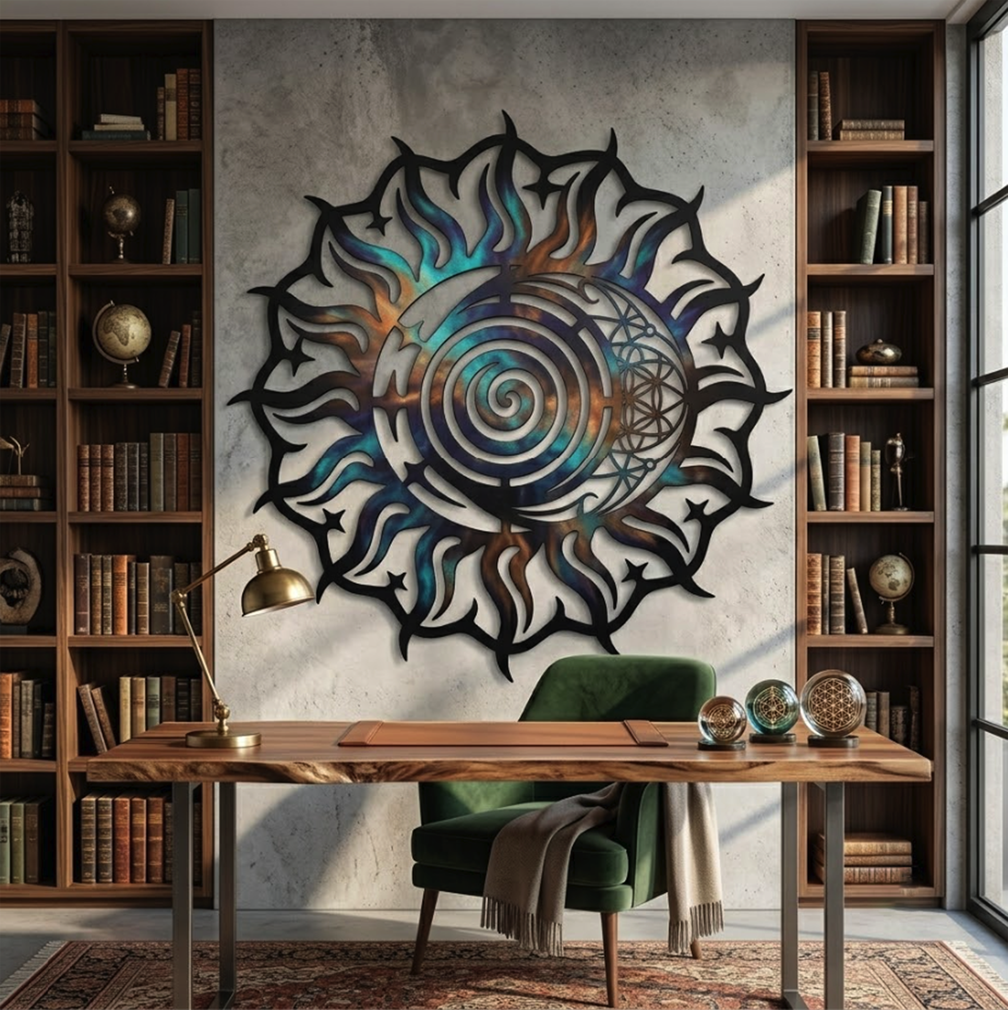 Sun Moon Metal Wall Art - product view 2
