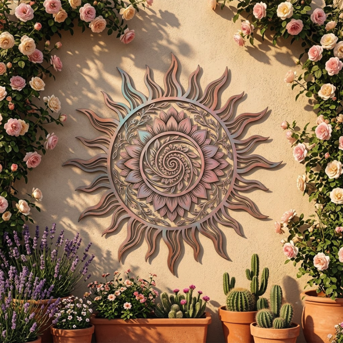 Pastel Celestial Sun Metal Wall Art