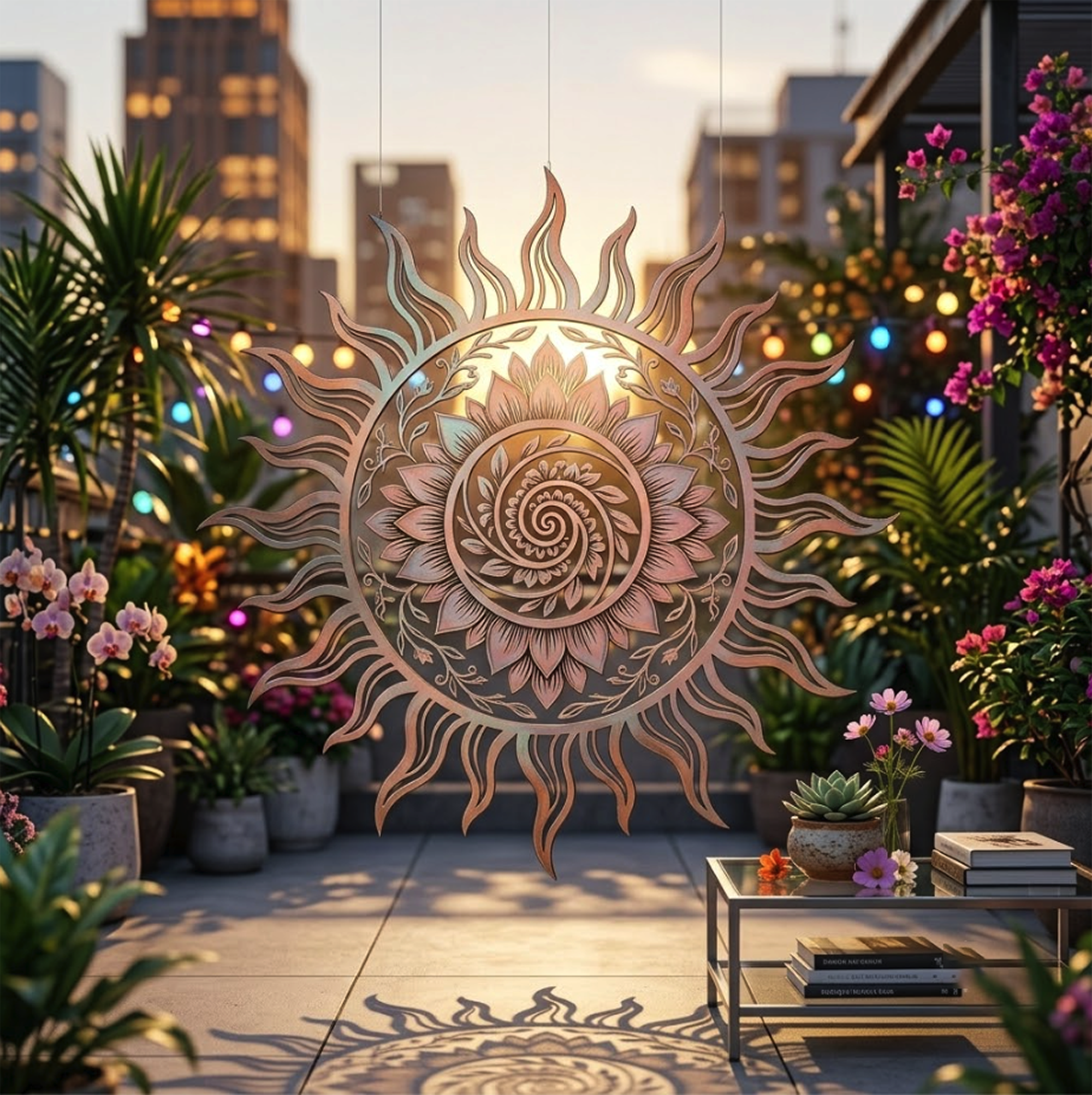 Pastel Celestial Sun Metal Wall Art - product view 2